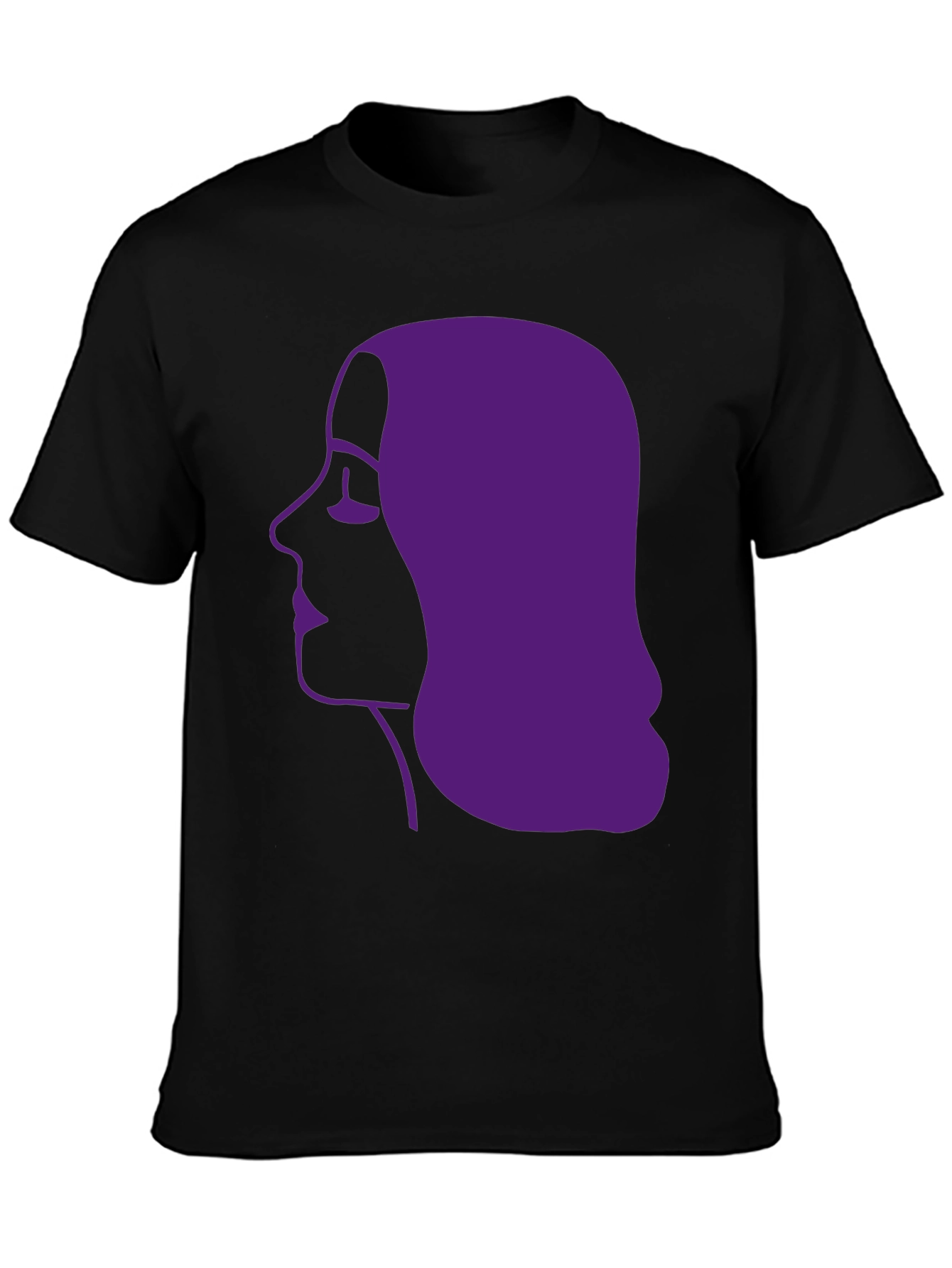 Purple Silhouette Graphic Tee - Black Cotton Casual Shirt