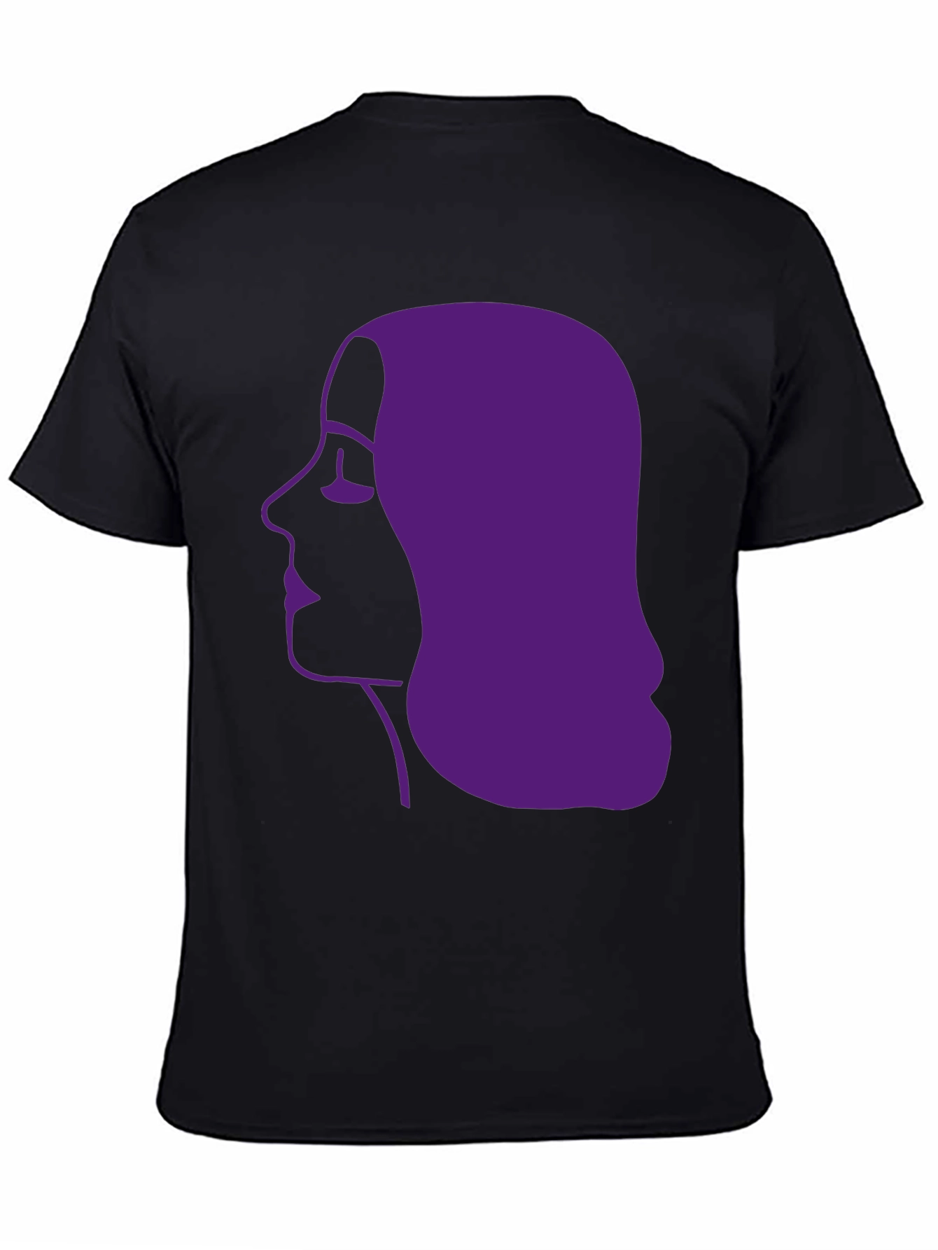 Purple Silhouette Graphic Tee - Black Cotton Casual Shirt