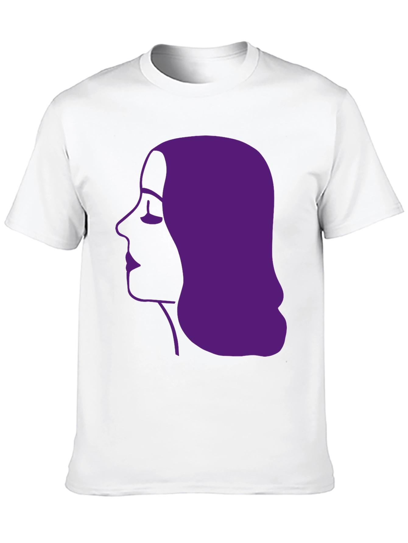 Purple Silhouette Graphic Tee - Black Cotton Casual Shirt