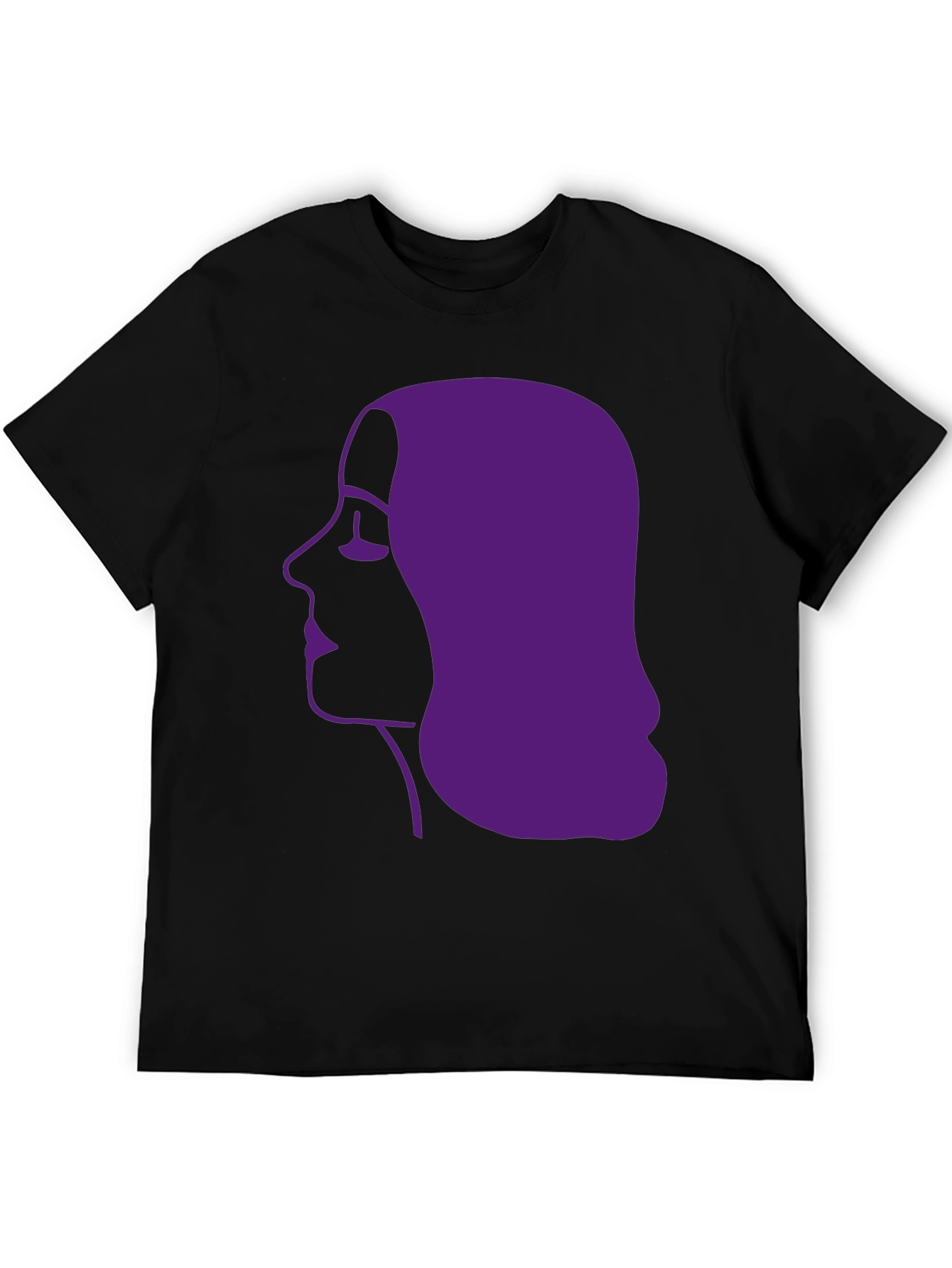 Purple Silhouette Graphic Tee - Black Cotton Casual Shirt