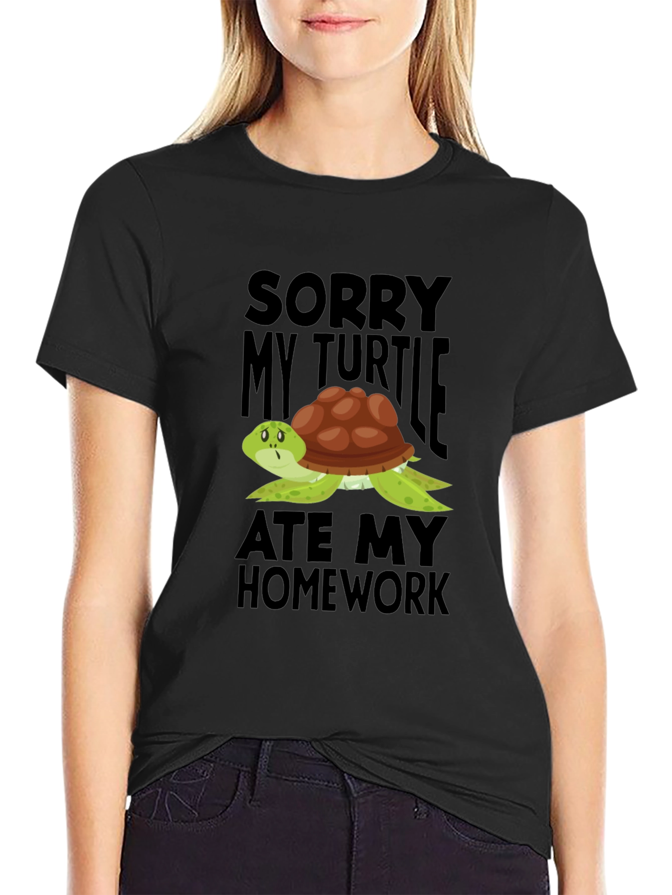 Funny Turtle Ate My Homework Graphic T-Shirt