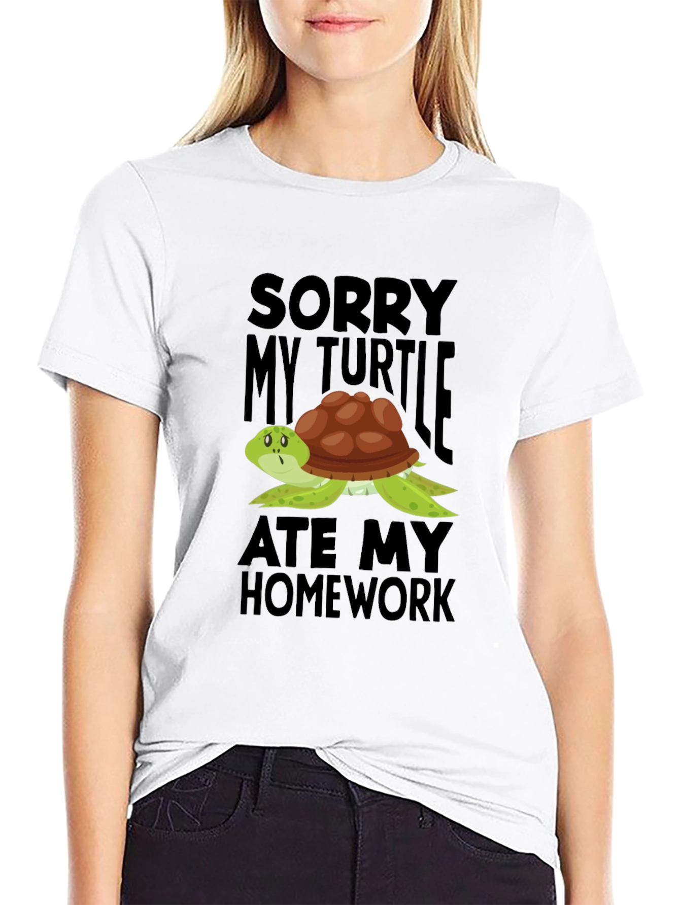 Funny Turtle Ate My Homework Graphic T-Shirt