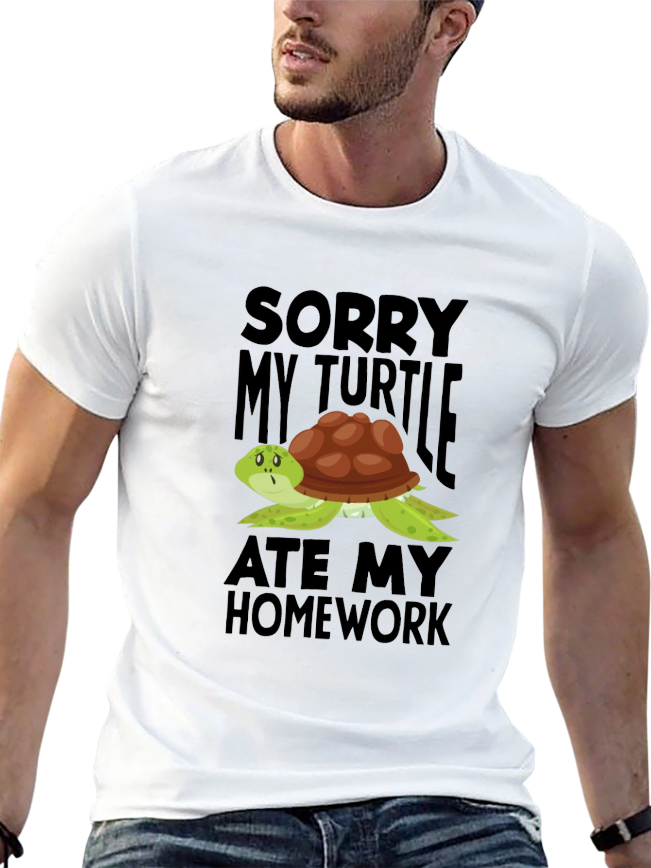 Funny Turtle Ate My Homework Graphic T-Shirt
