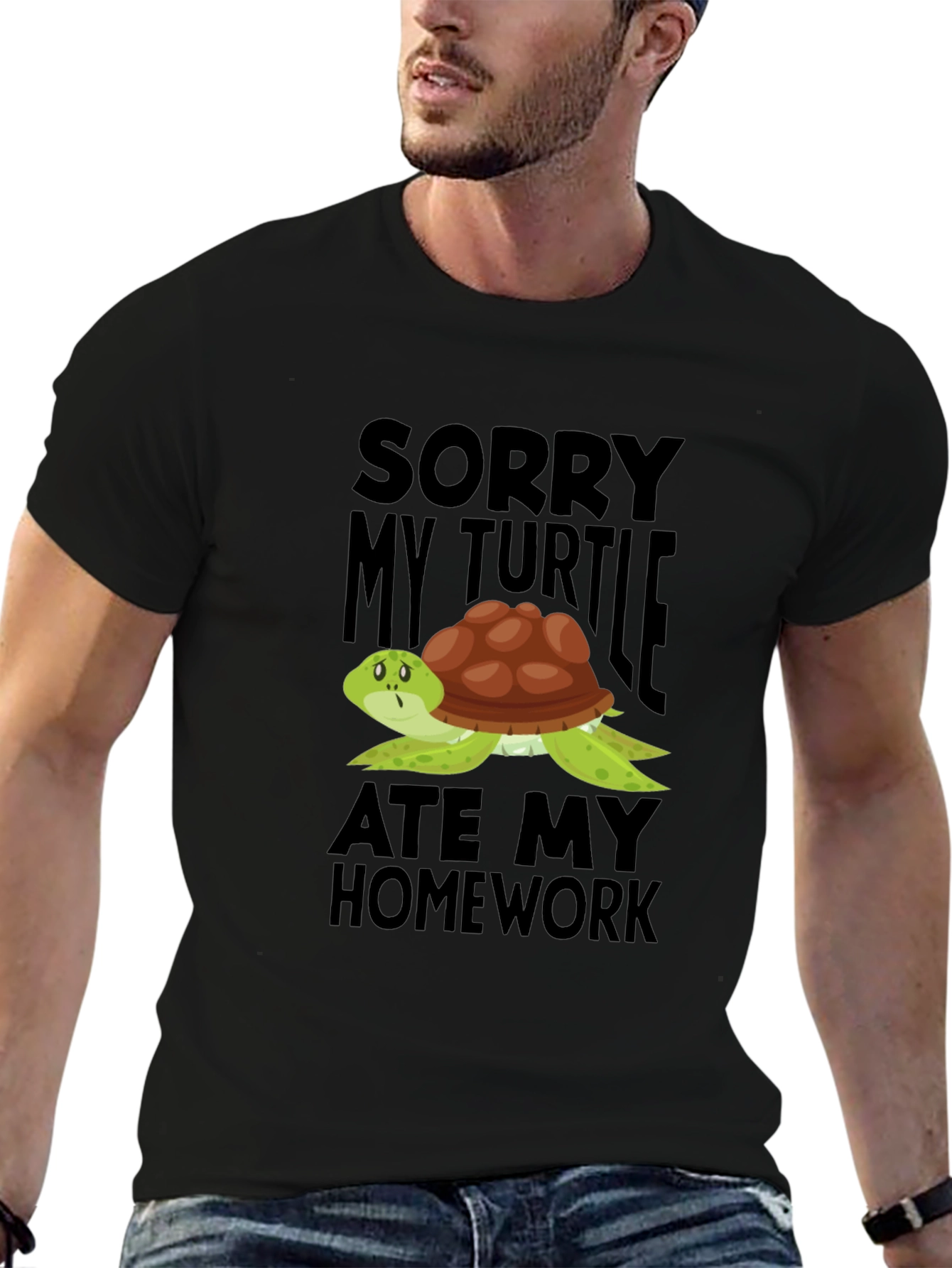 Funny Turtle Ate My Homework Graphic T-Shirt