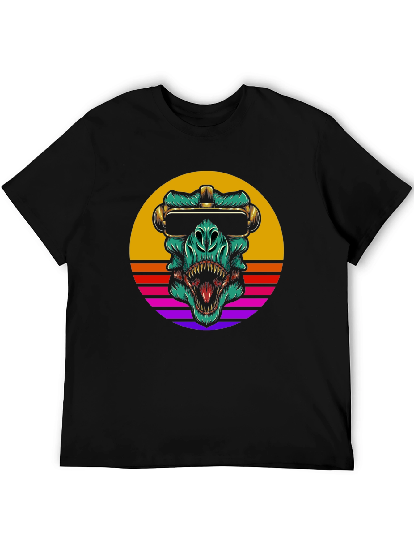 Retro Dino Black T-Shirt