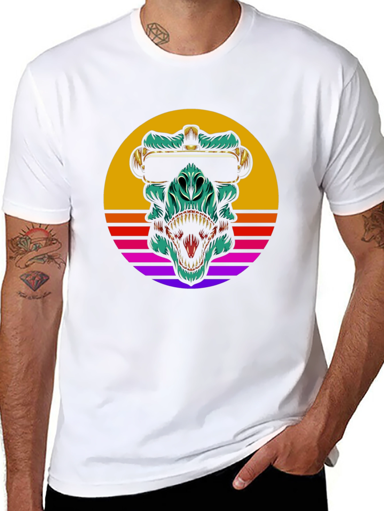 Retro Dino Black T-Shirt