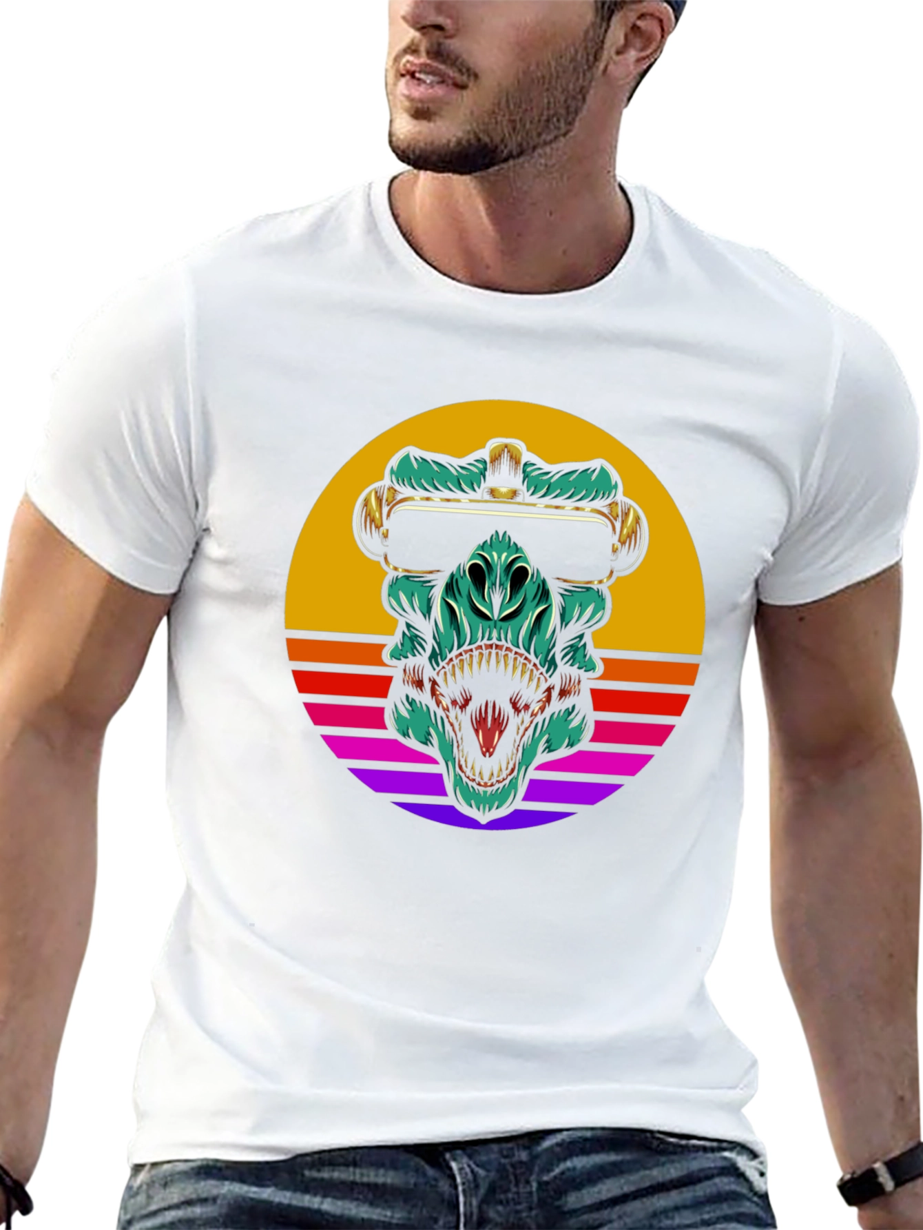 Retro Dino Black T-Shirt