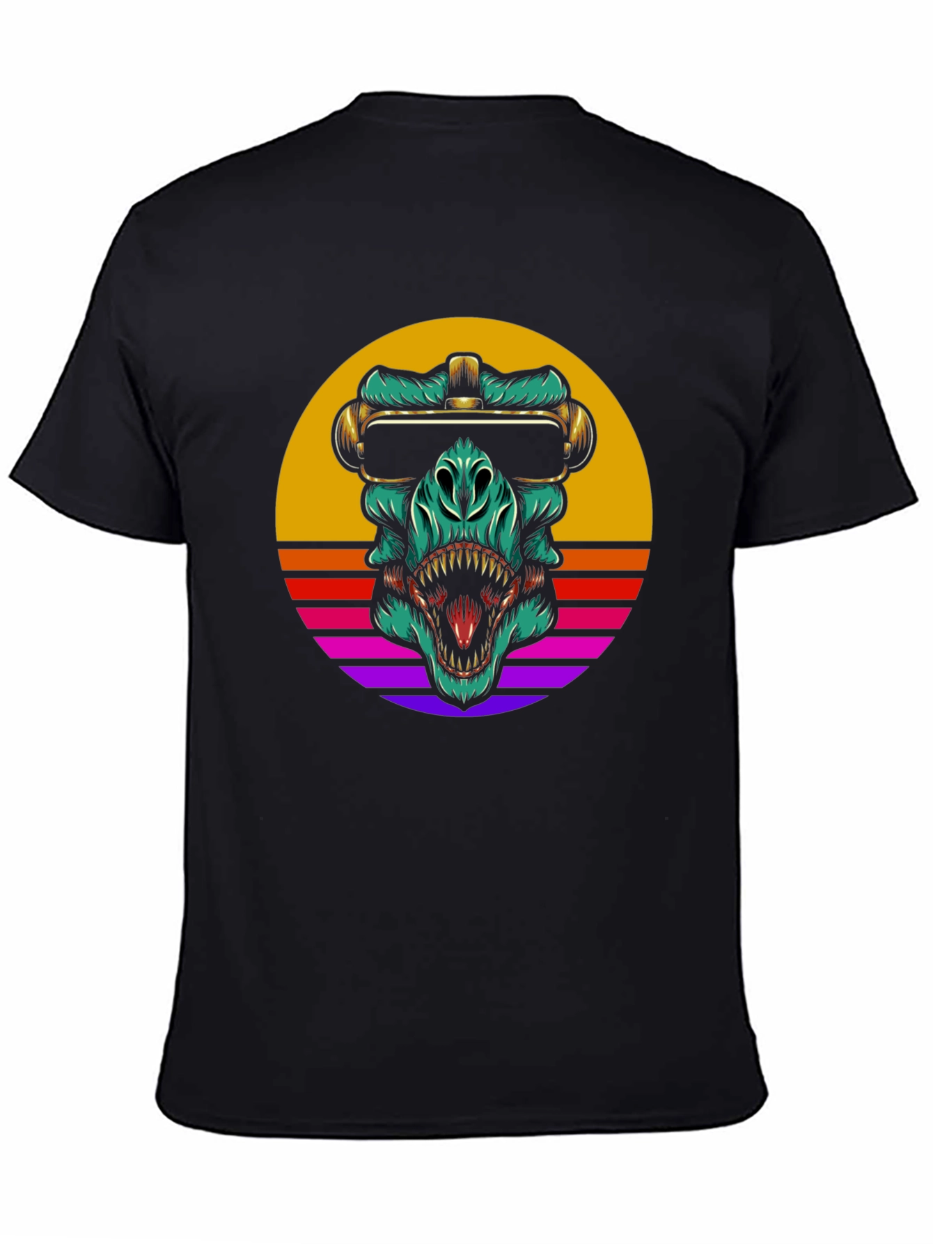 Retro Dino Black T-Shirt