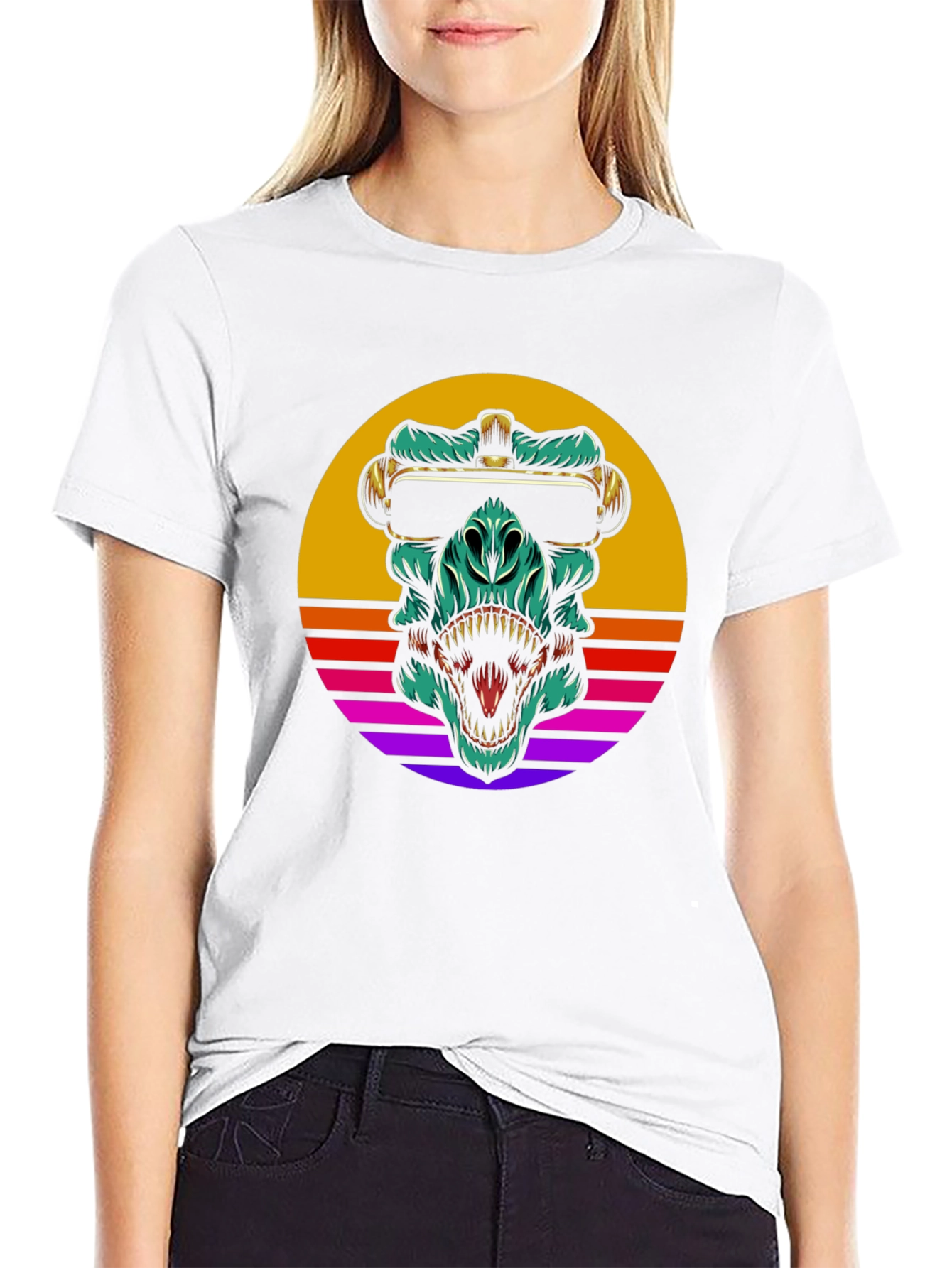 Retro Dino Black T-Shirt