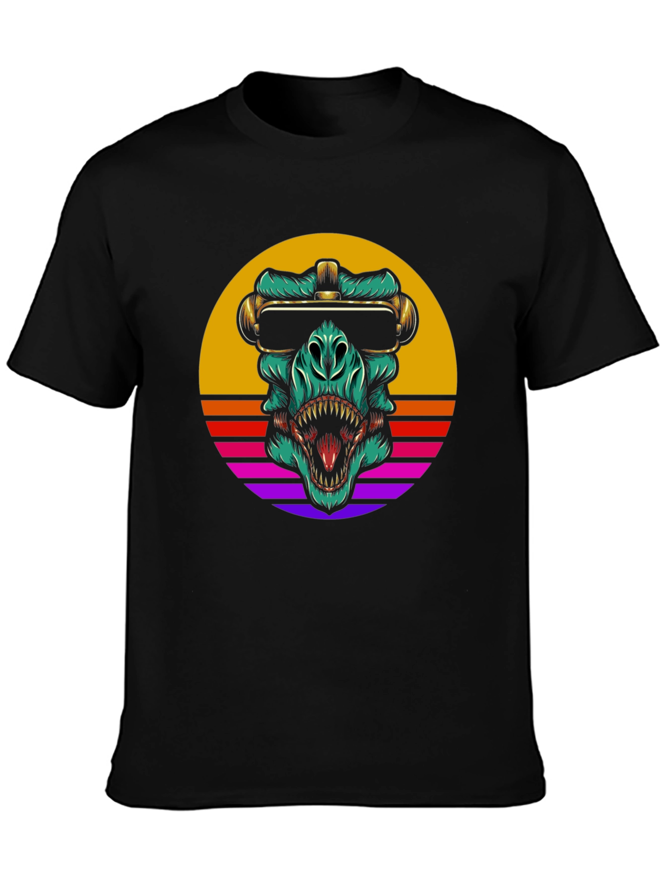 Retro Dino Black T-Shirt