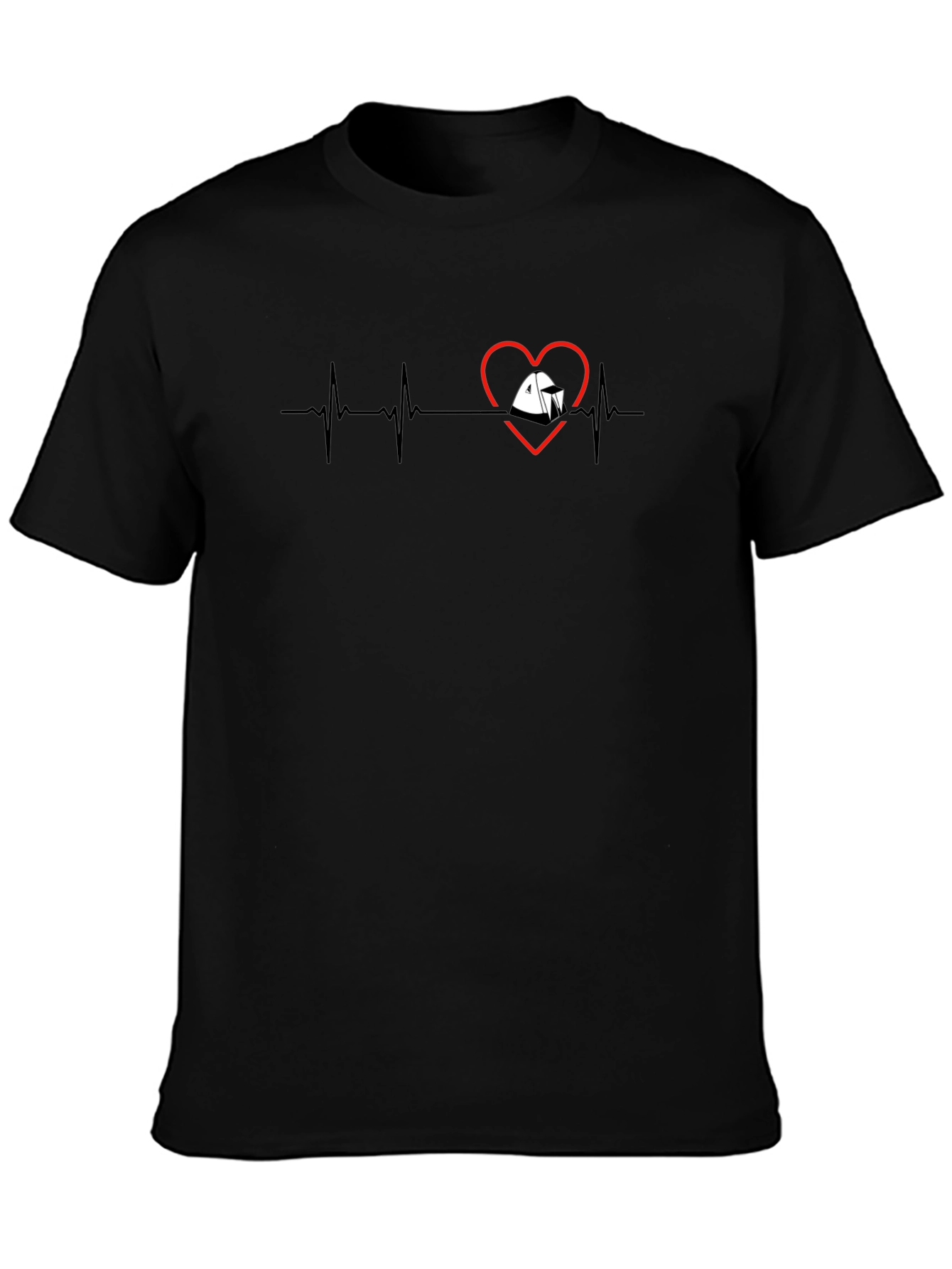 Heartbeat Sailboat Graphic Tee - Black