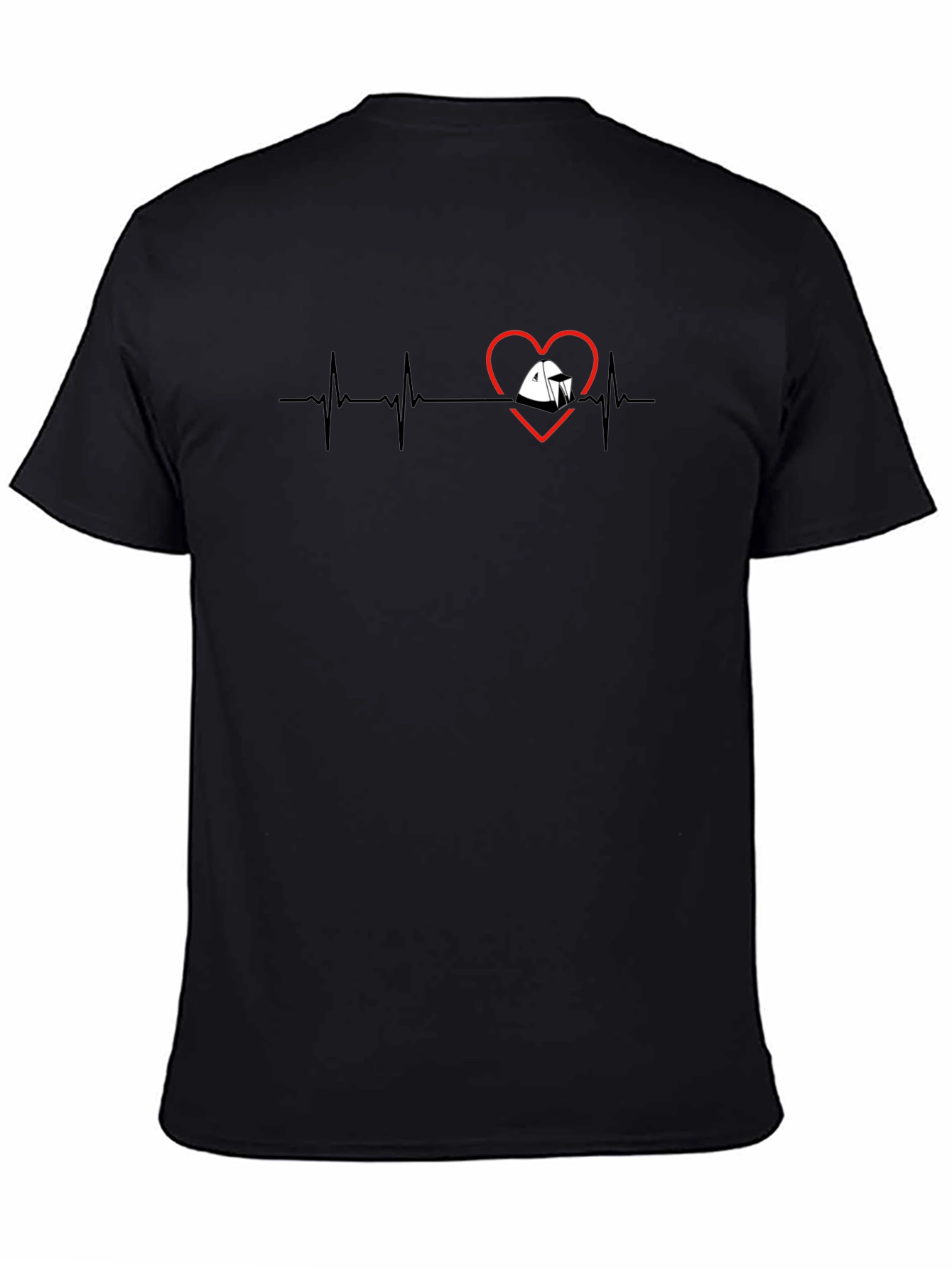 Heartbeat Sailboat Graphic Tee - Black