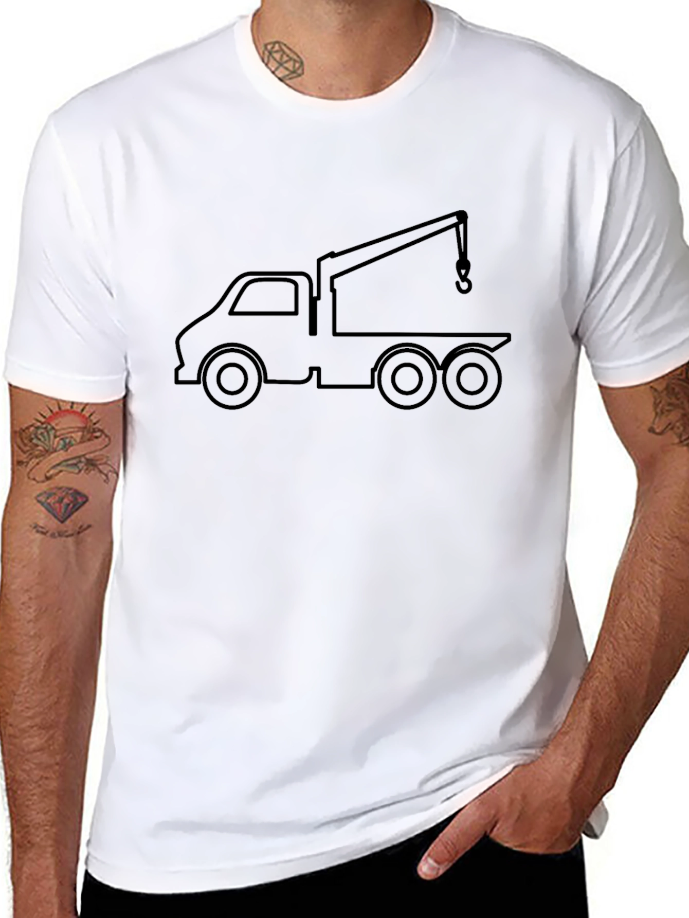 Black Tow Truck Graphic Tee - Stylish & Unique
