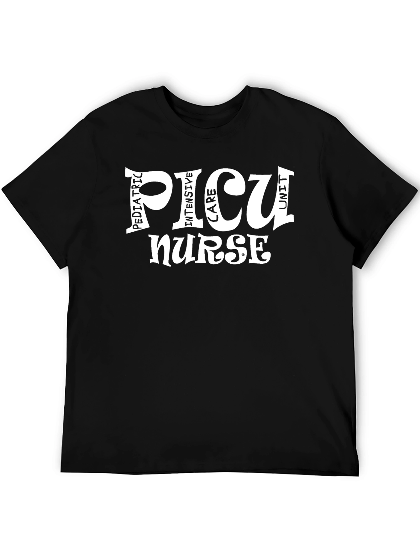 PICU Nurse Graphic T-Shirt - Black Cotton Tee