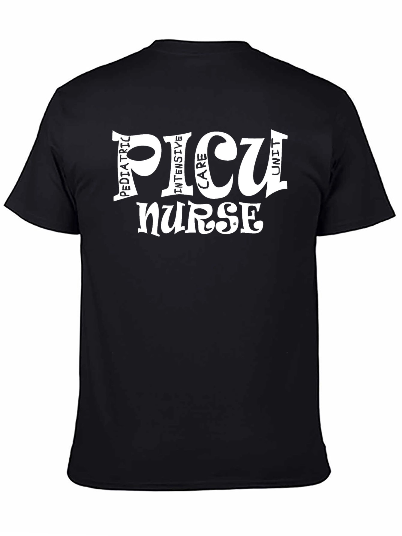PICU Nurse Graphic T-Shirt - Black Cotton Tee