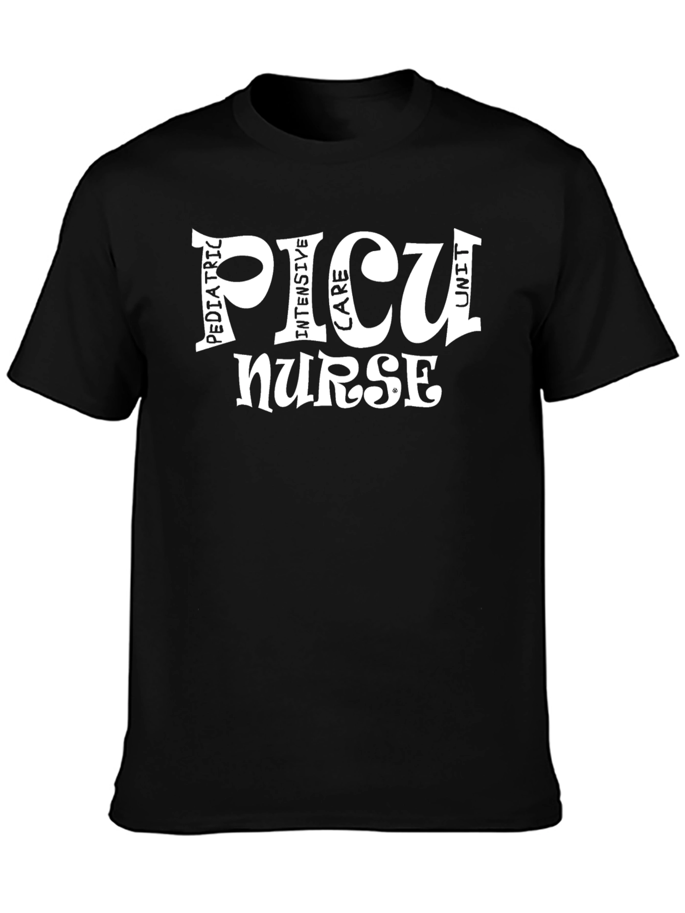 PICU Nurse Graphic T-Shirt - Black Cotton Tee