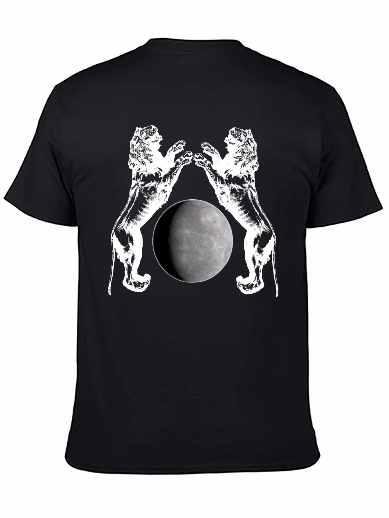 Two Lions Moon T-Shirt Graphic Black
