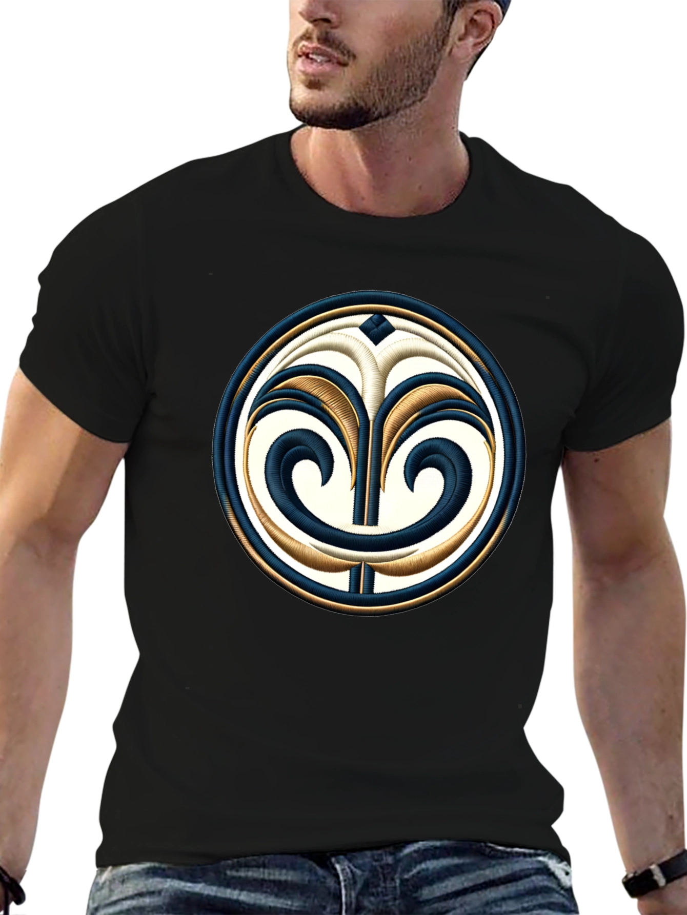 Embroidered Emblem Black T-Shirt