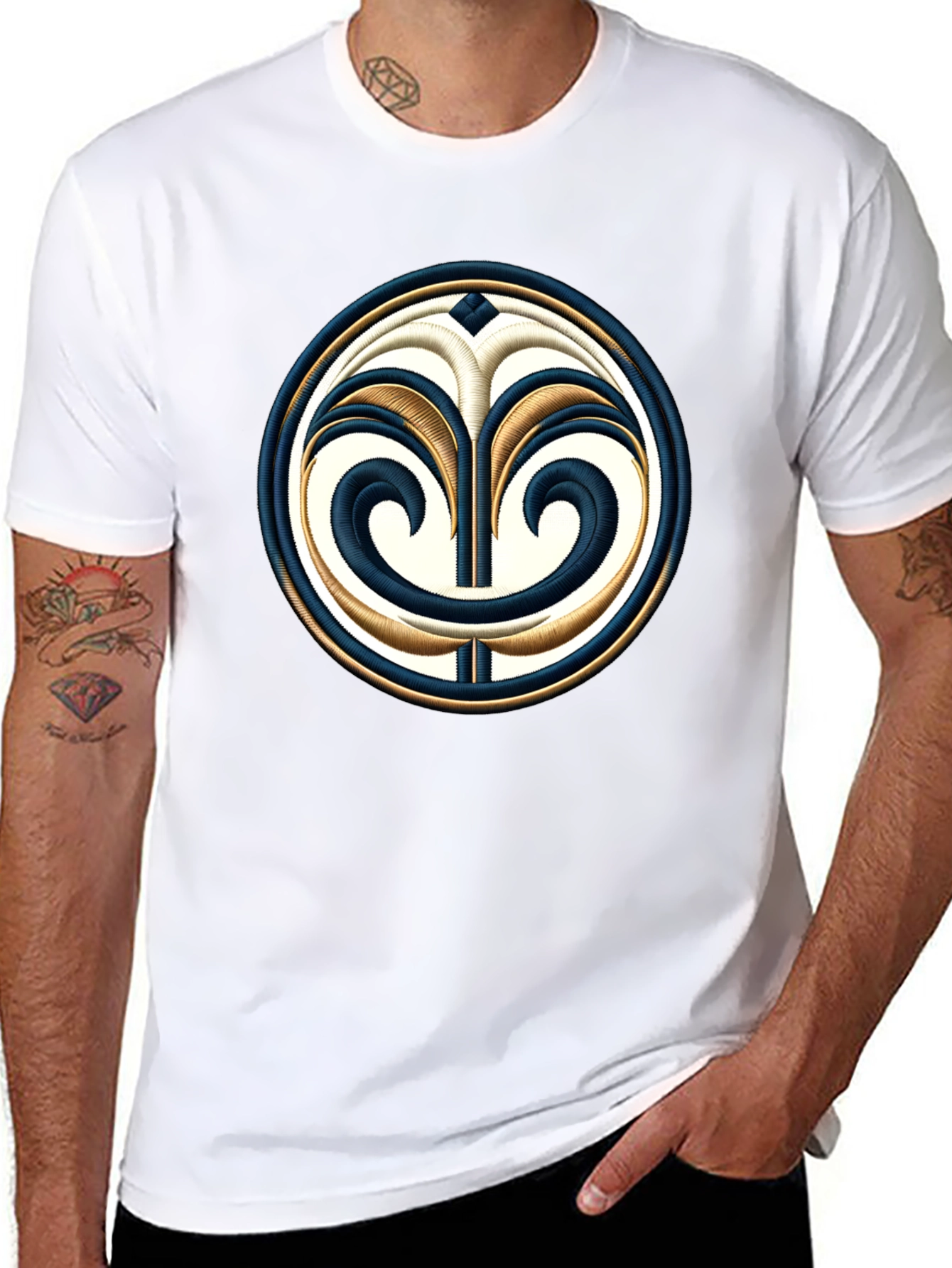 Embroidered Emblem Black T-Shirt