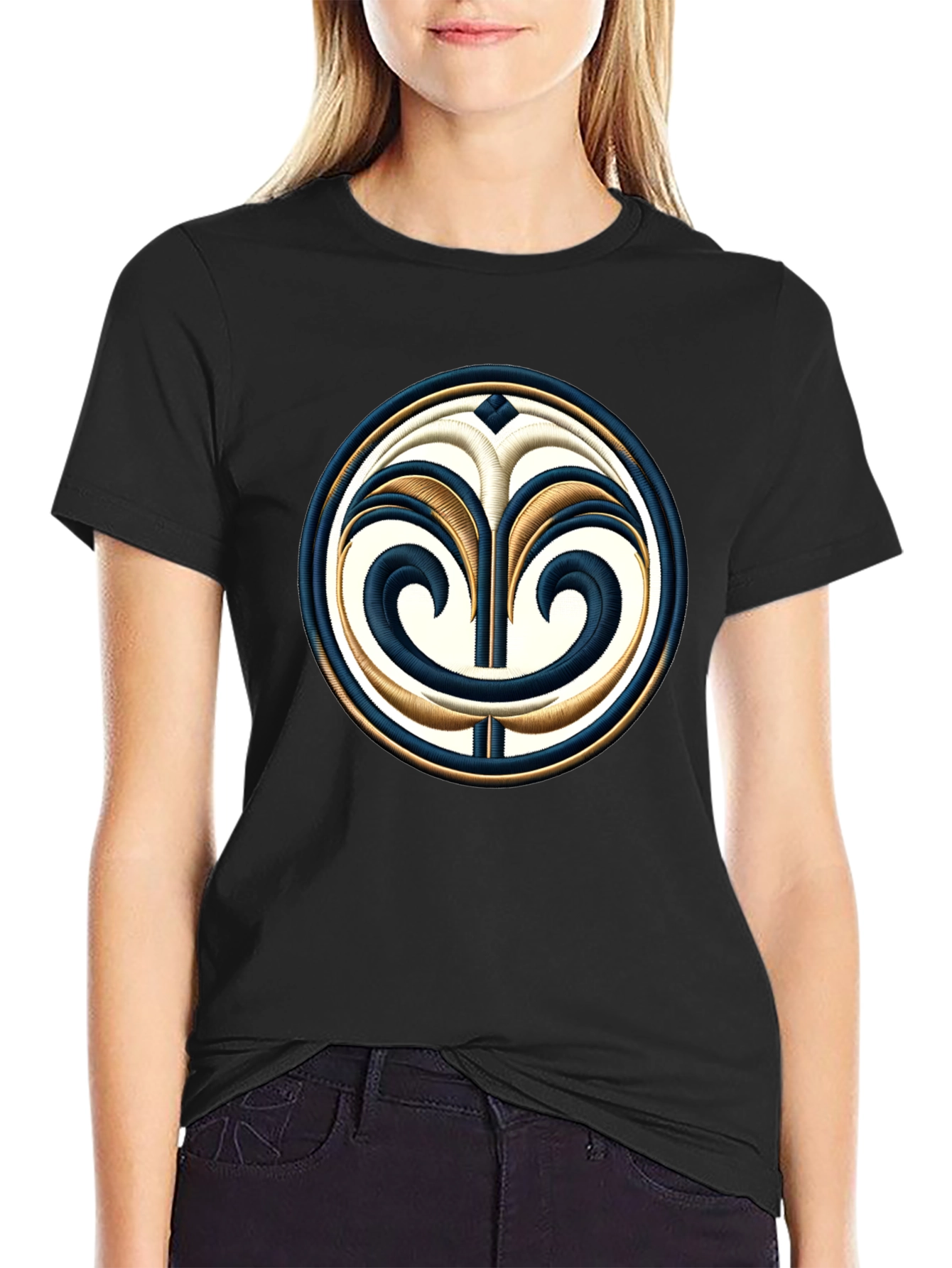 Embroidered Emblem Black T-Shirt