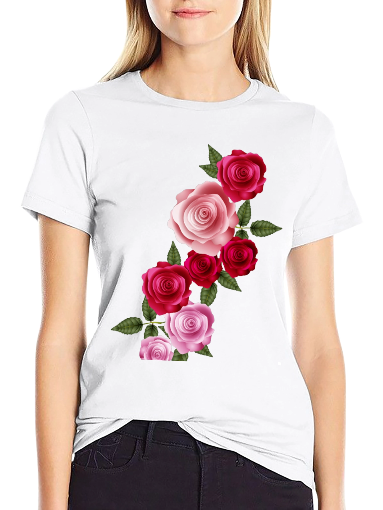 Floral Roses Graphic T-Shirt - Classic Black Tee