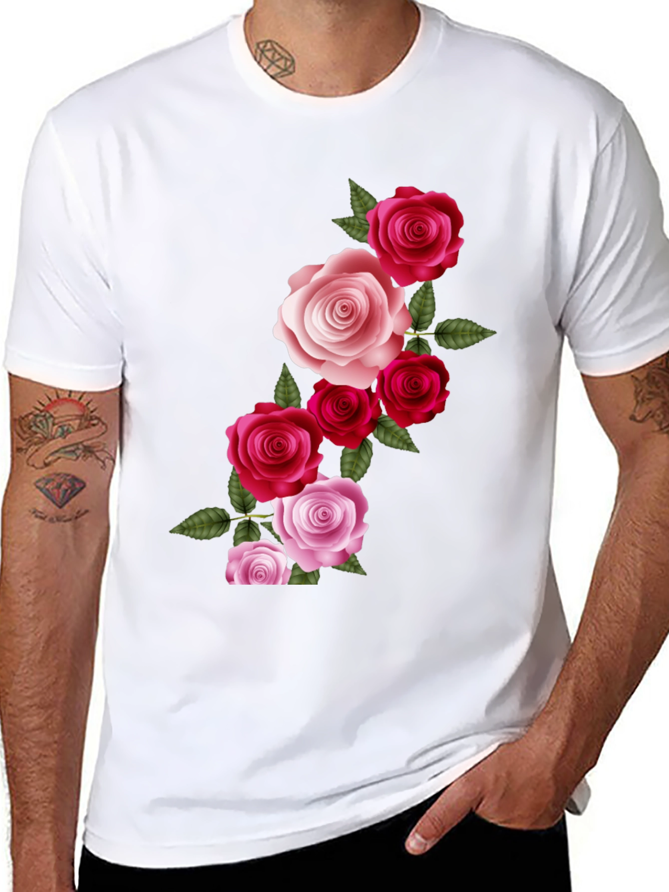 Floral Roses Graphic T-Shirt - Classic Black Tee