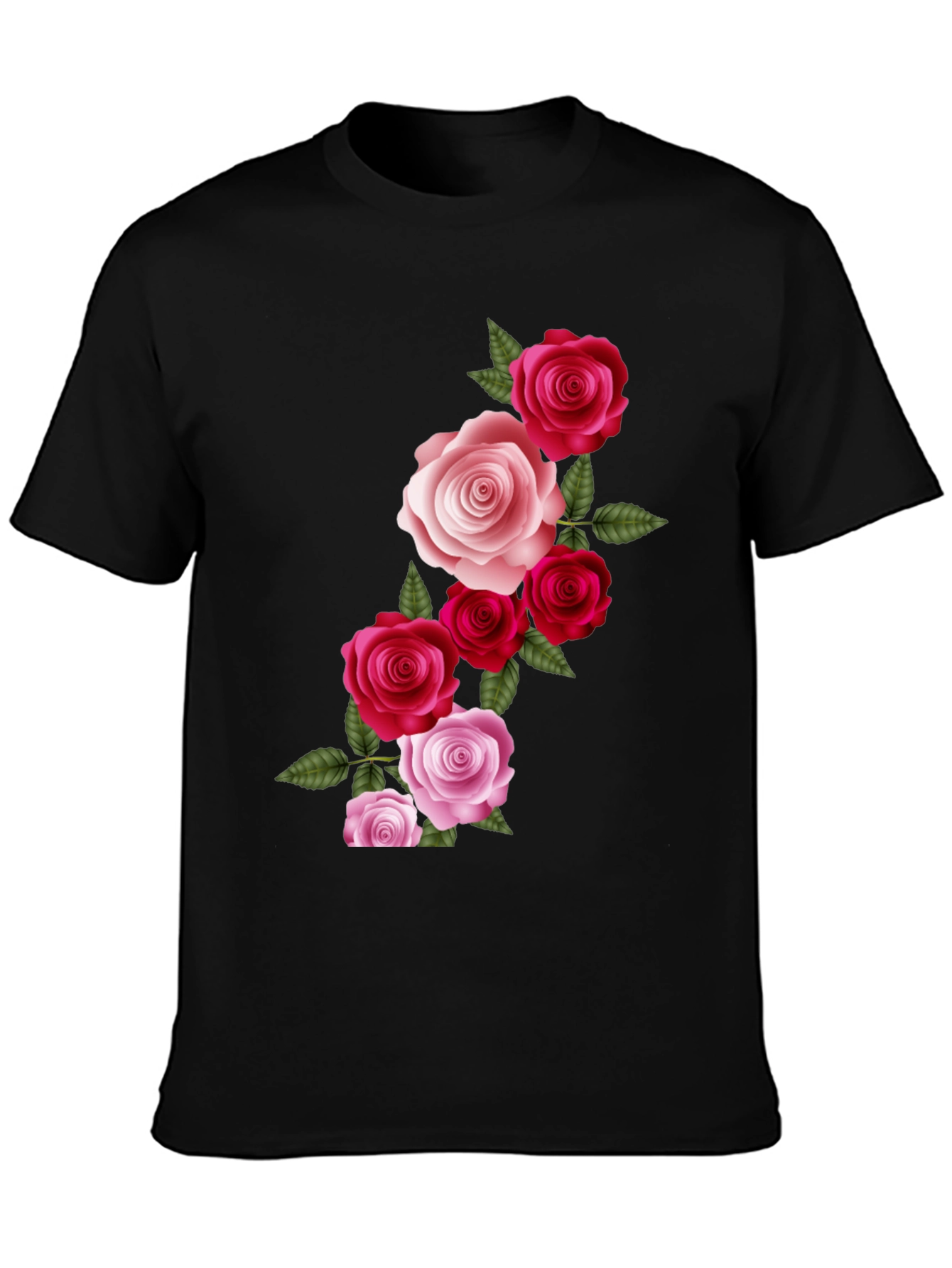 Floral Roses Graphic T-Shirt - Classic Black Tee