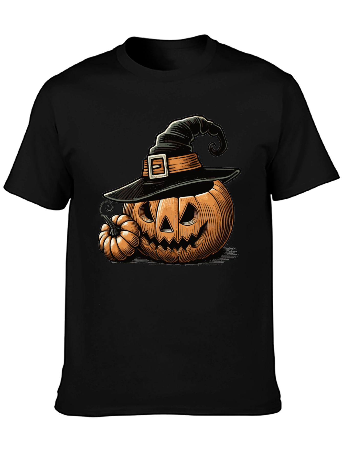 Halloween Pumpkin Witch Hat Graphic Tee