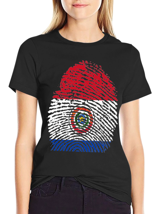 Paraguay Flag Fingerprint Graphic Tee - Black