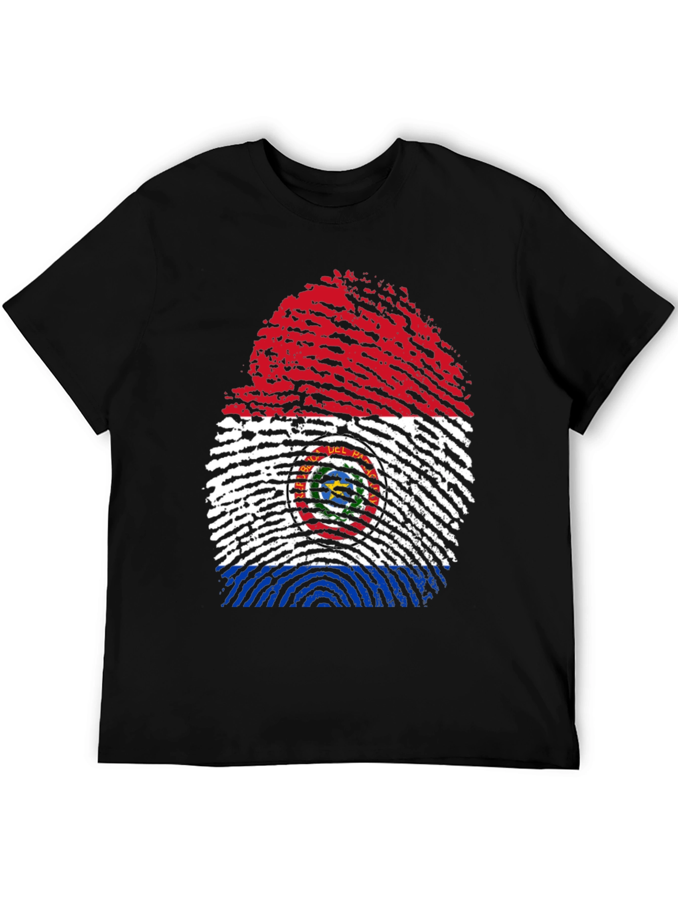 Paraguay Flag Fingerprint Graphic Tee - Black