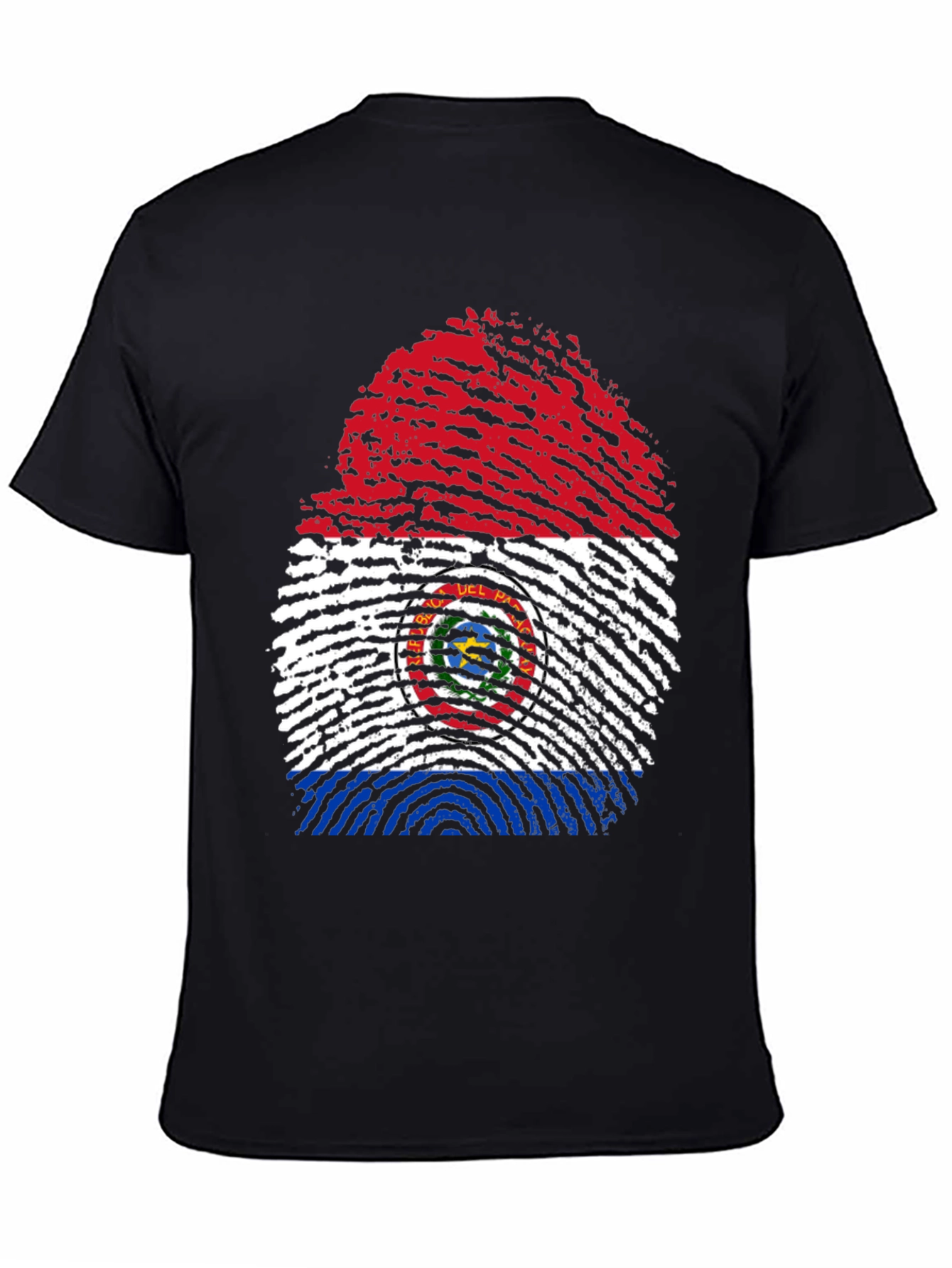 Paraguay Flag Fingerprint Graphic Tee - Black