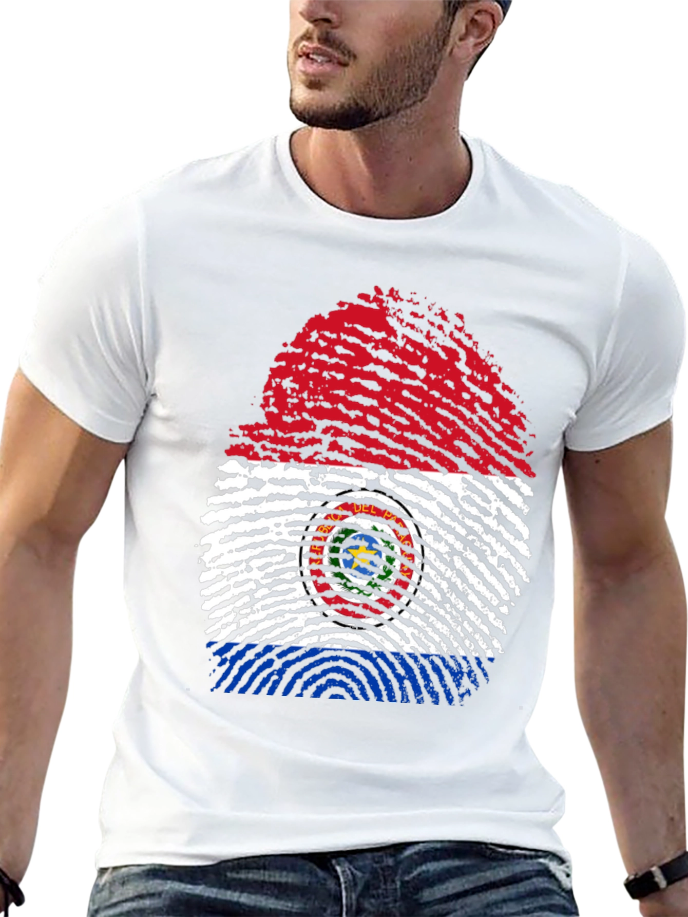 Paraguay Flag Fingerprint Graphic Tee - Black