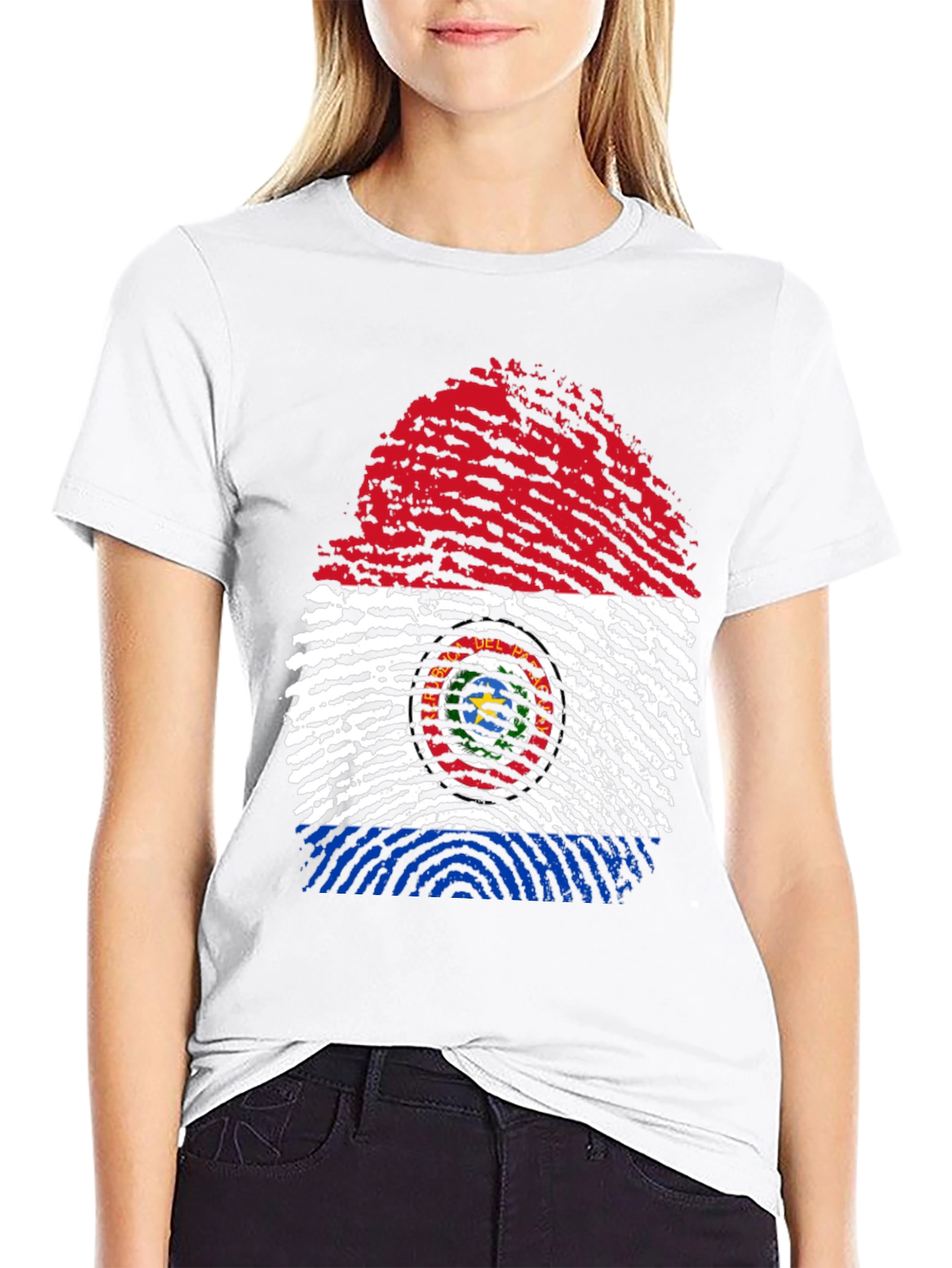 Paraguay Flag Fingerprint Graphic Tee - Black