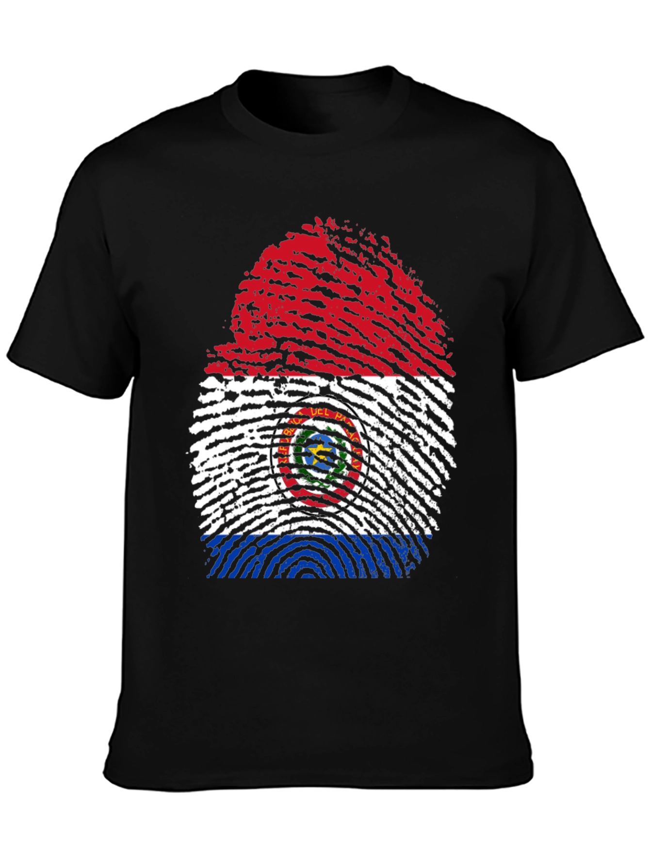 Paraguay Flag Fingerprint Graphic Tee - Black