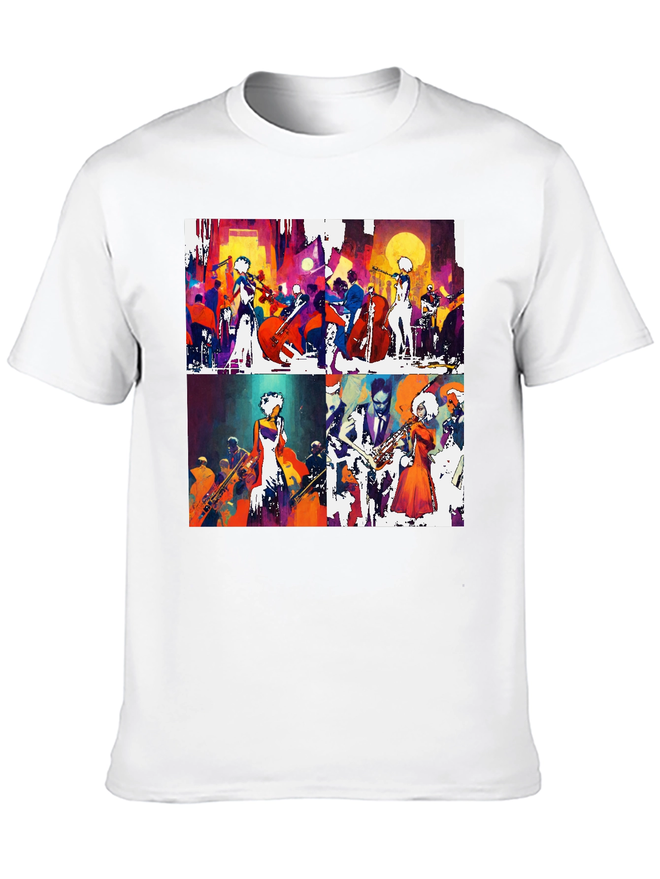 Abstract Jazz Band Graphic Tee - Mens Black T-Shirt