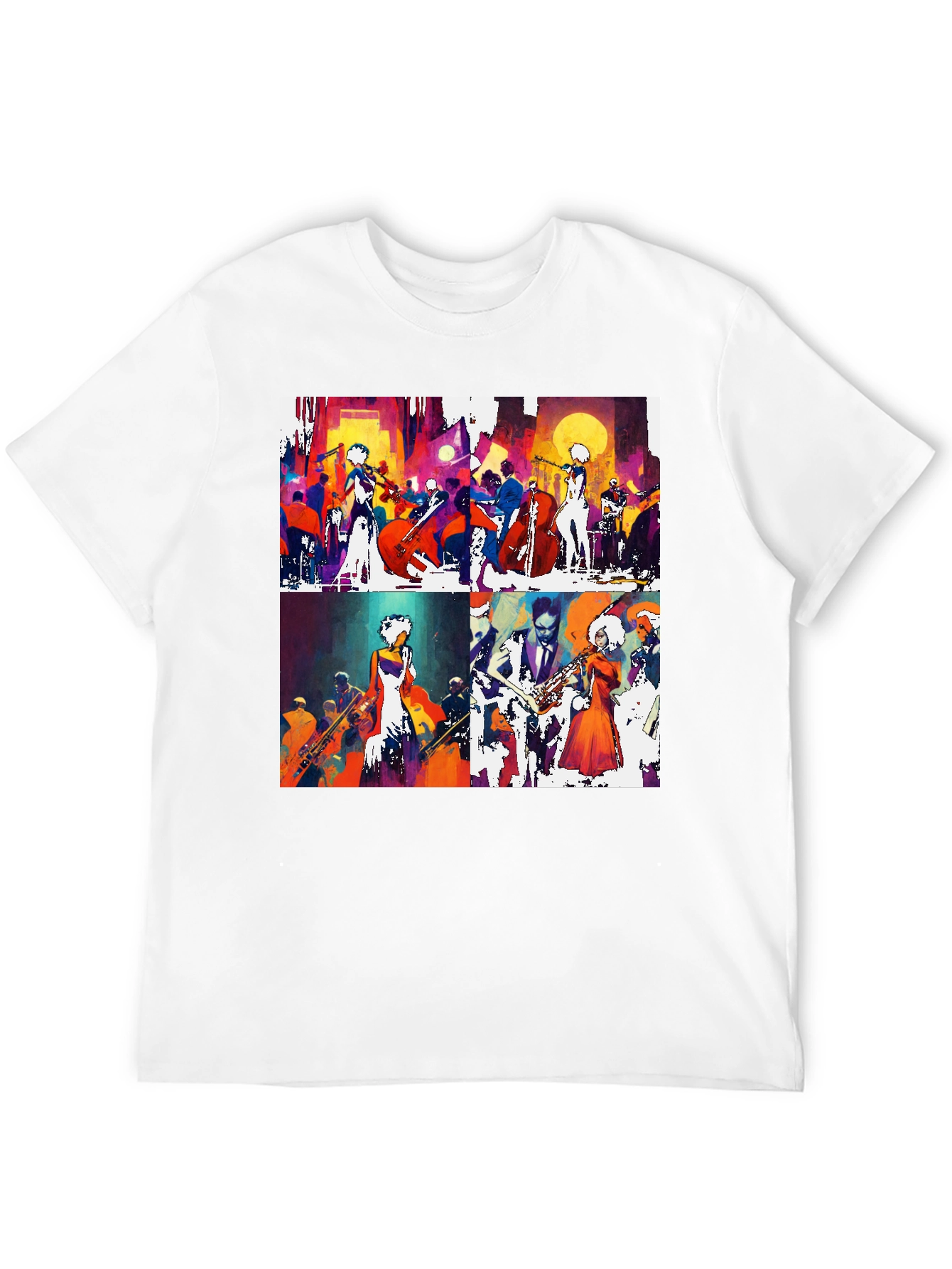 Abstract Jazz Band Graphic Tee - Mens Black T-Shirt