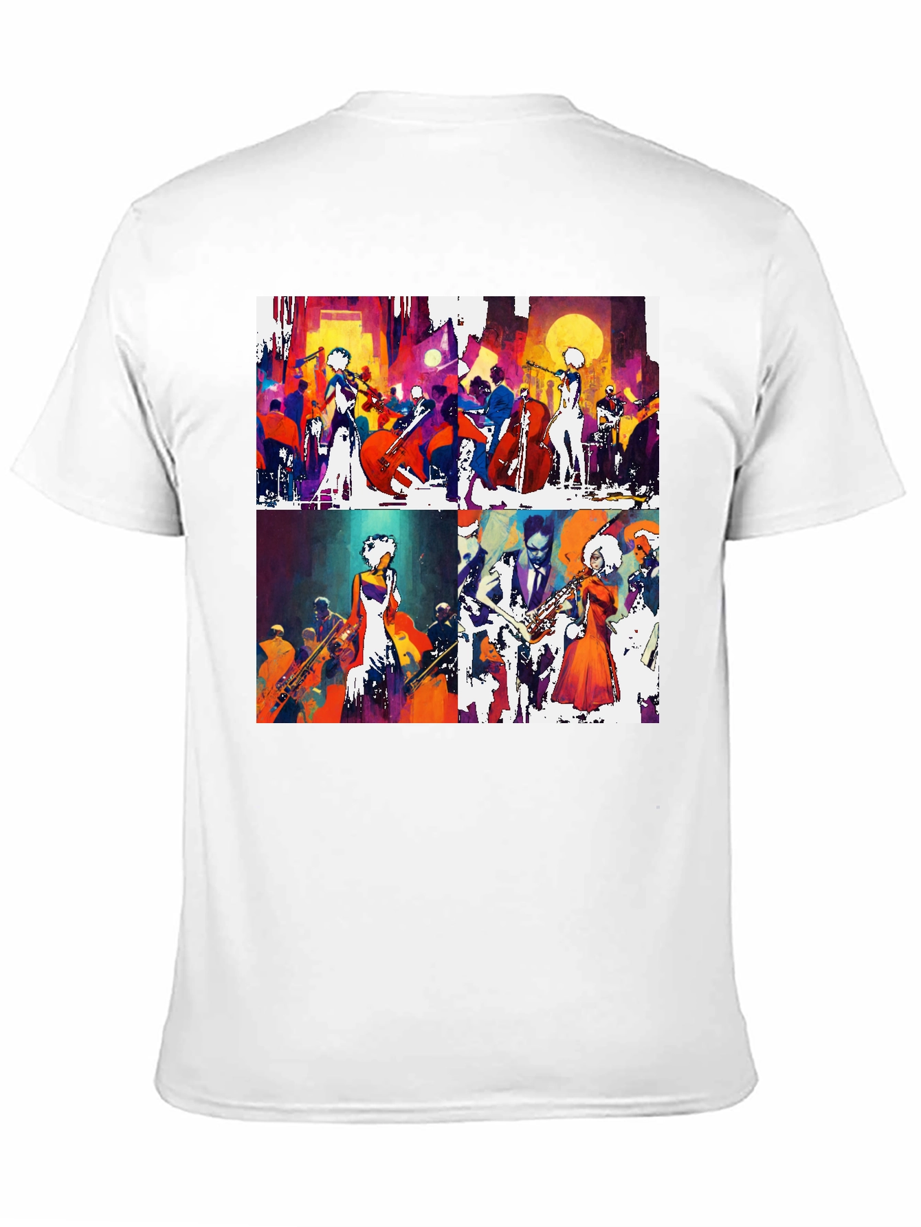 Abstract Jazz Band Graphic Tee - Mens Black T-Shirt