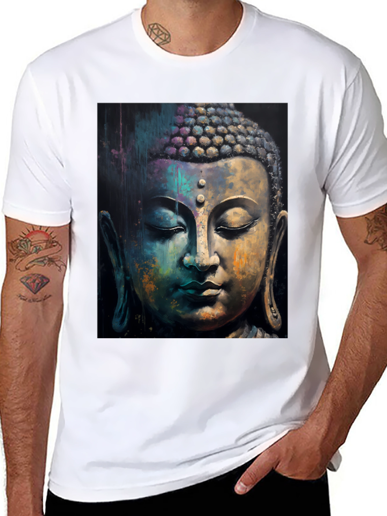 Buddha Art Graphic Black T-Shirt