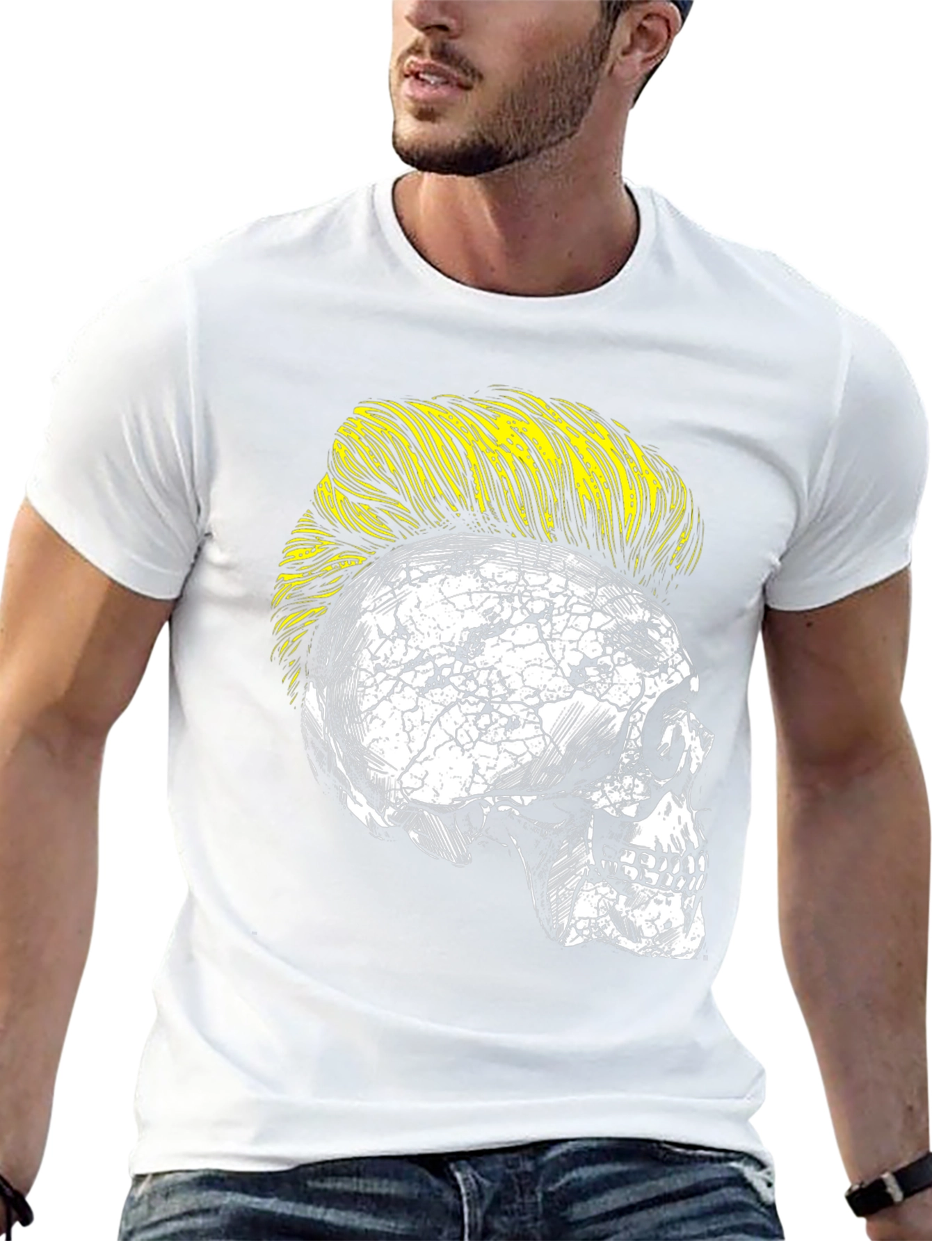 Skull with Mohawk Graphic Tee - Unique Fashion Statement