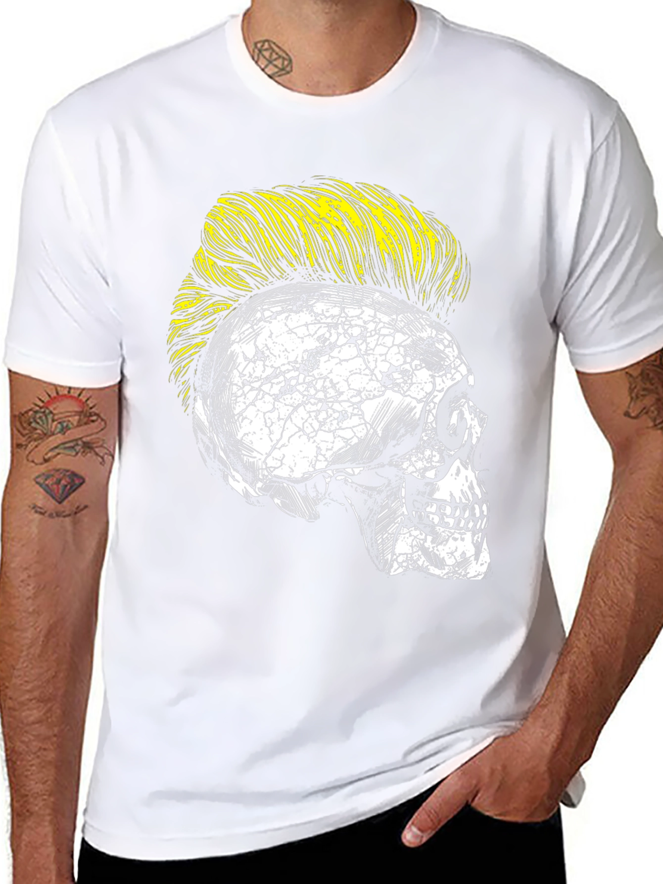 Skull with Mohawk Graphic Tee - Unique Fashion Statement