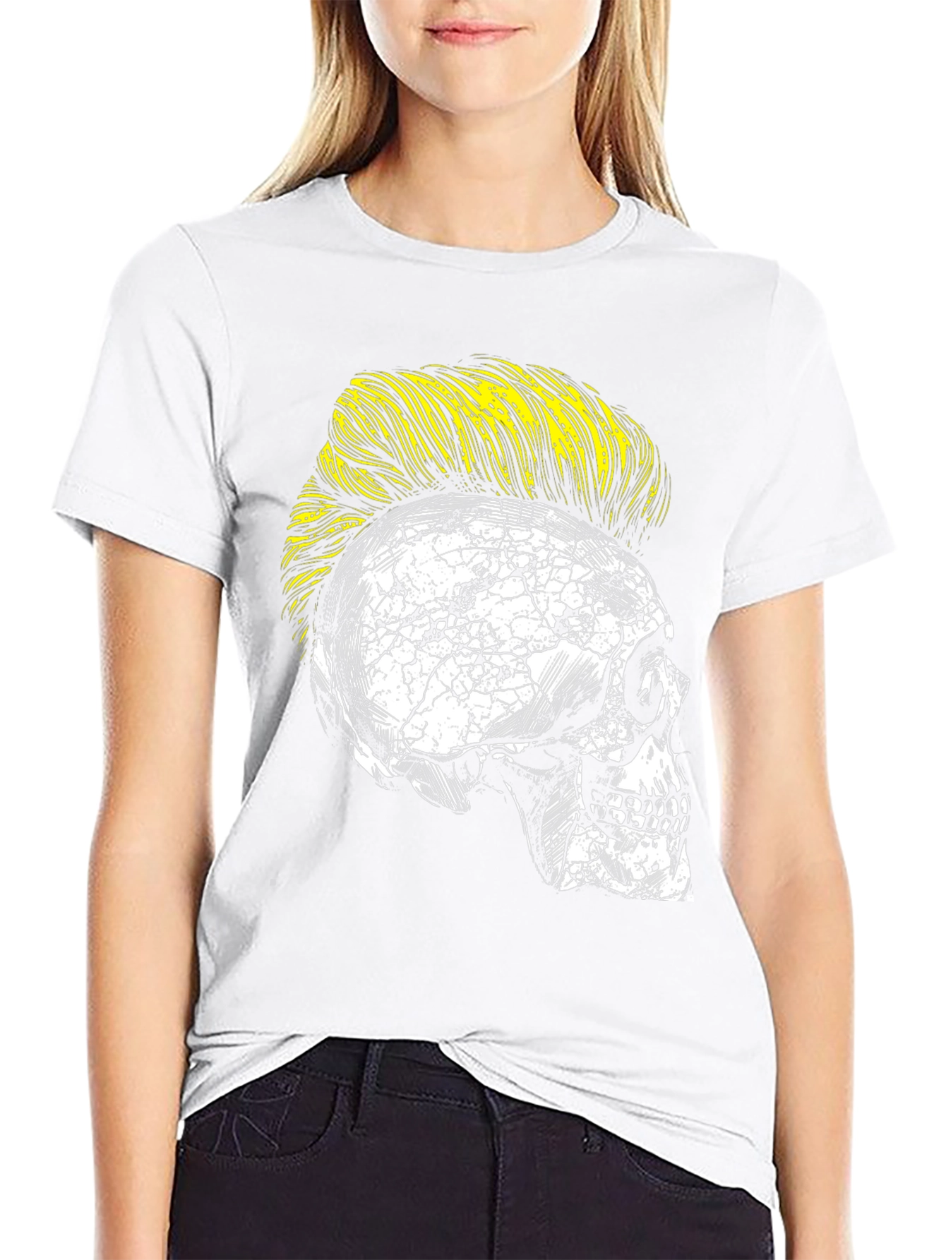 Skull with Mohawk Graphic Tee - Unique Fashion Statement