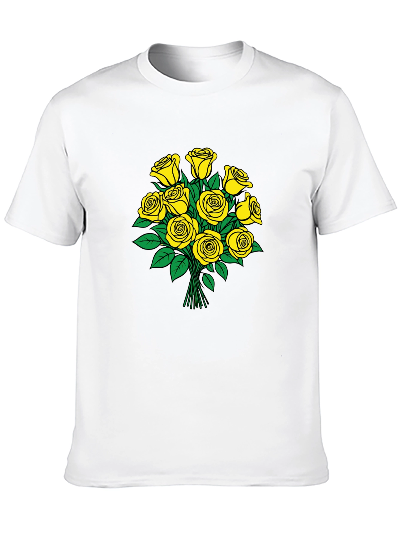 Yellow Roses Graphic Black T-Shirt