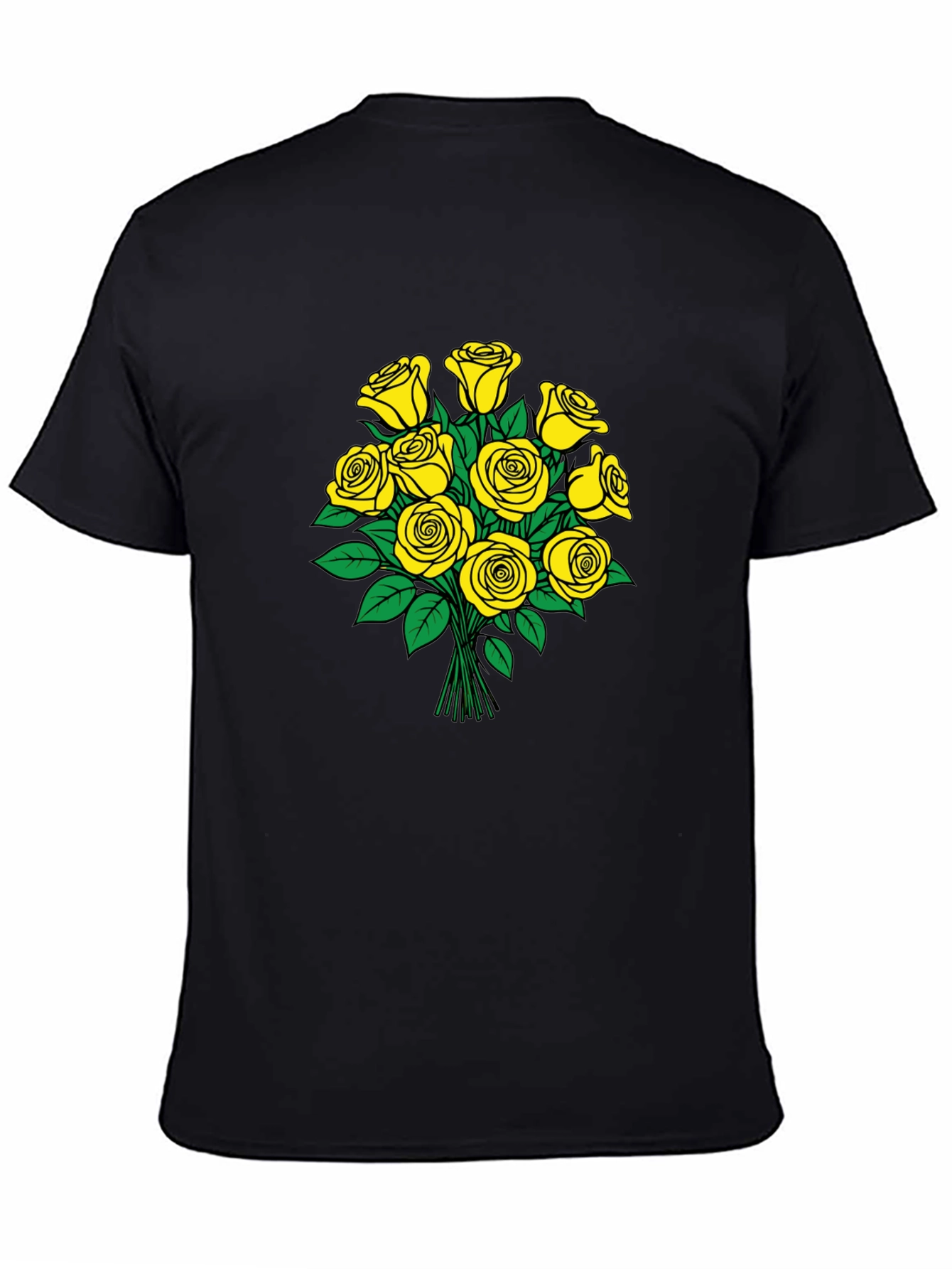 Yellow Roses Graphic Black T-Shirt