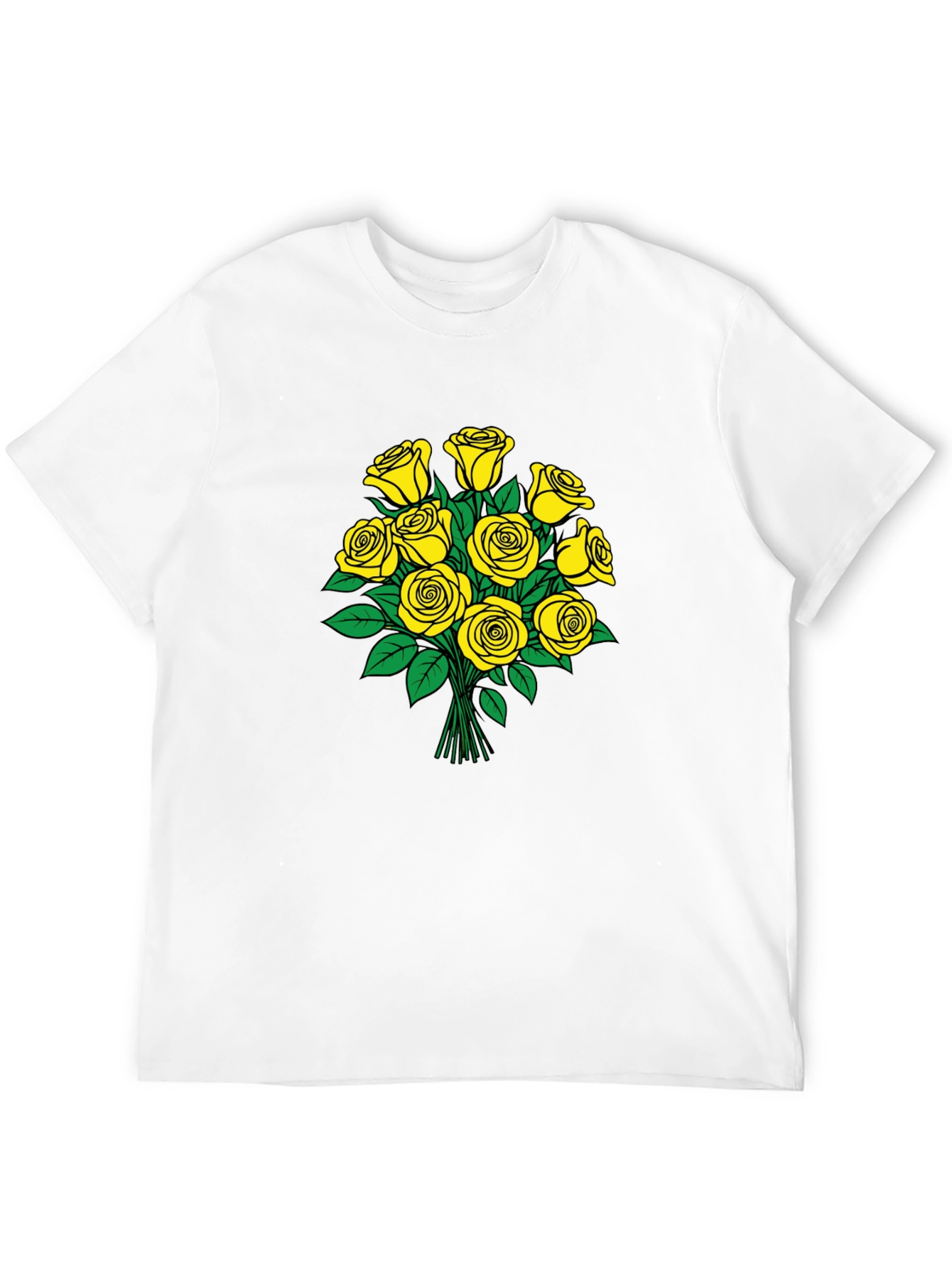 Yellow Roses Graphic Black T-Shirt