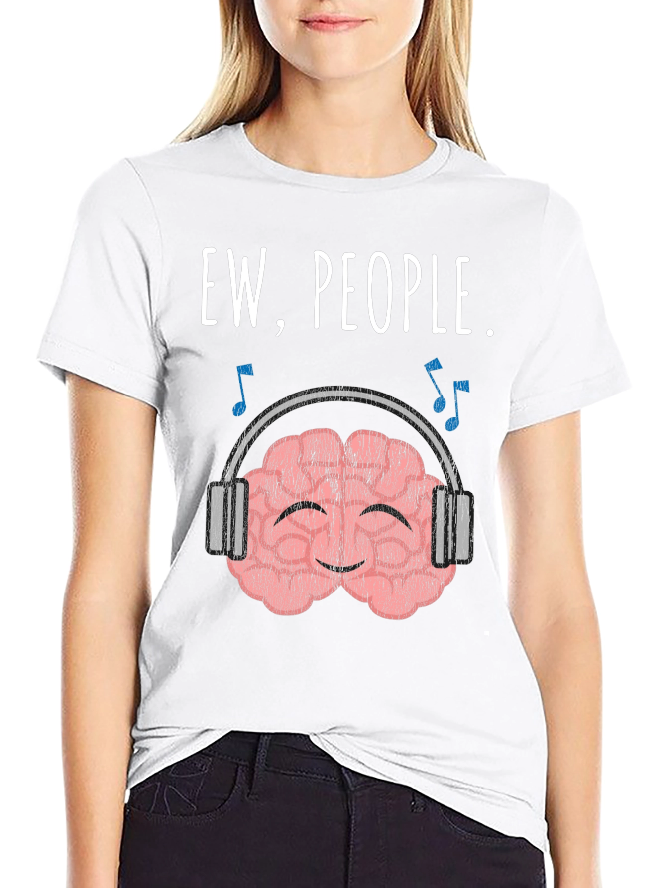Ew People. Brain with Headphones Graphic T-Shirt
