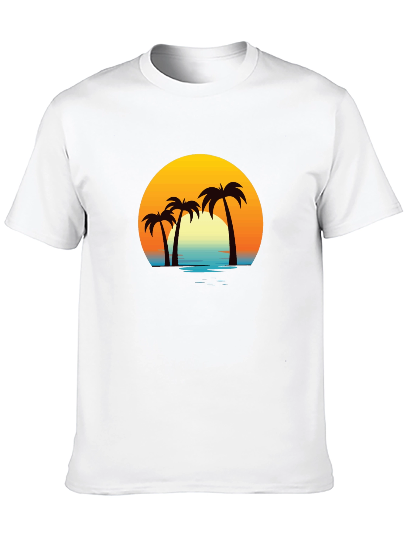 Tropical Sunset Palm Tree Graphic T-Shirt