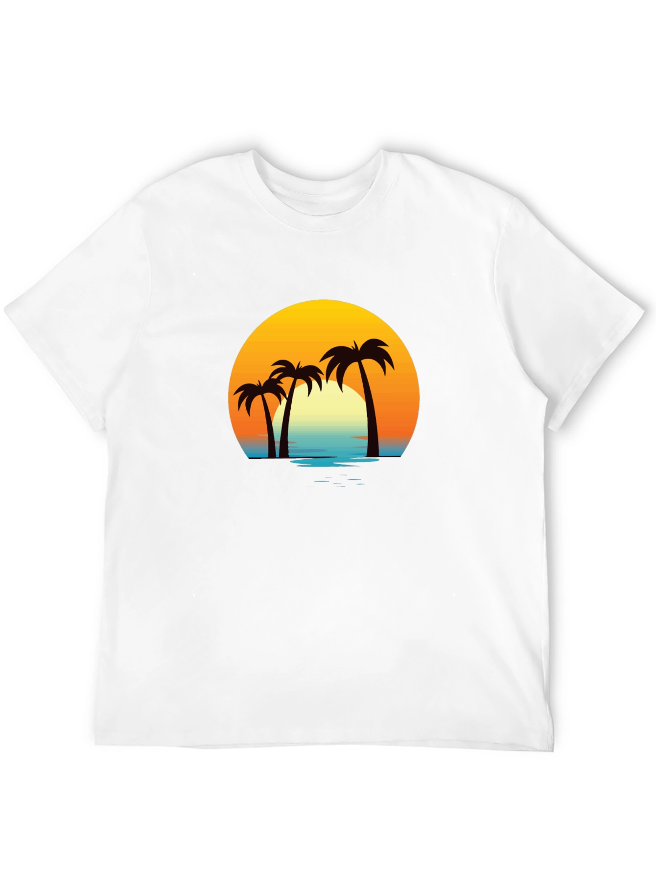 Tropical Sunset Palm Tree Graphic T-Shirt