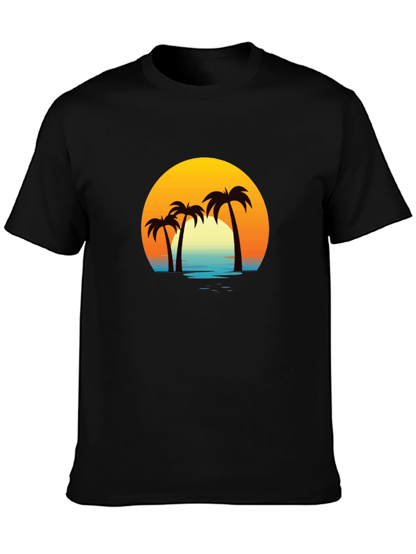 Tropical Sunset Palm Tree Graphic T-Shirt
