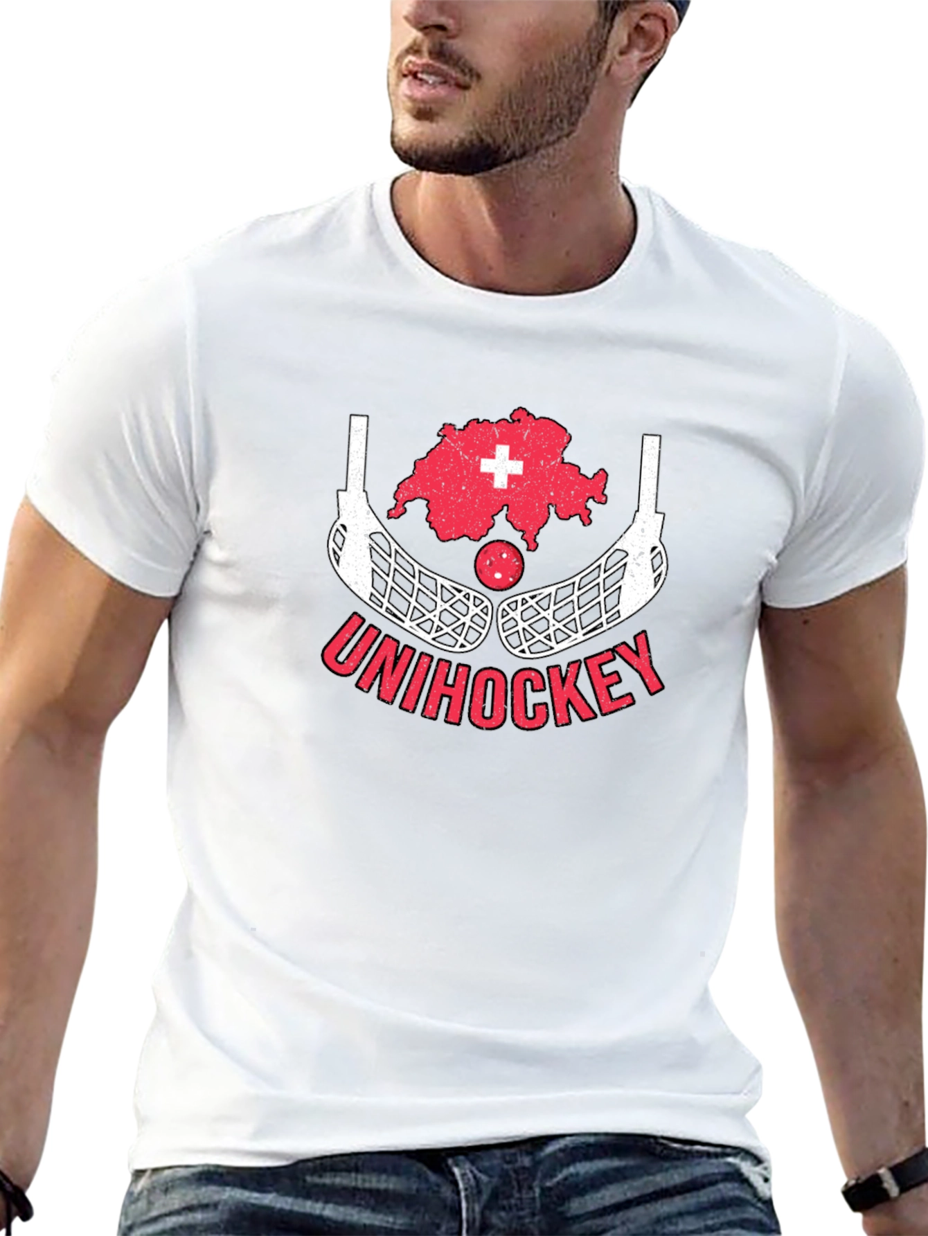 Unihockey Switzerland Map T-Shirt