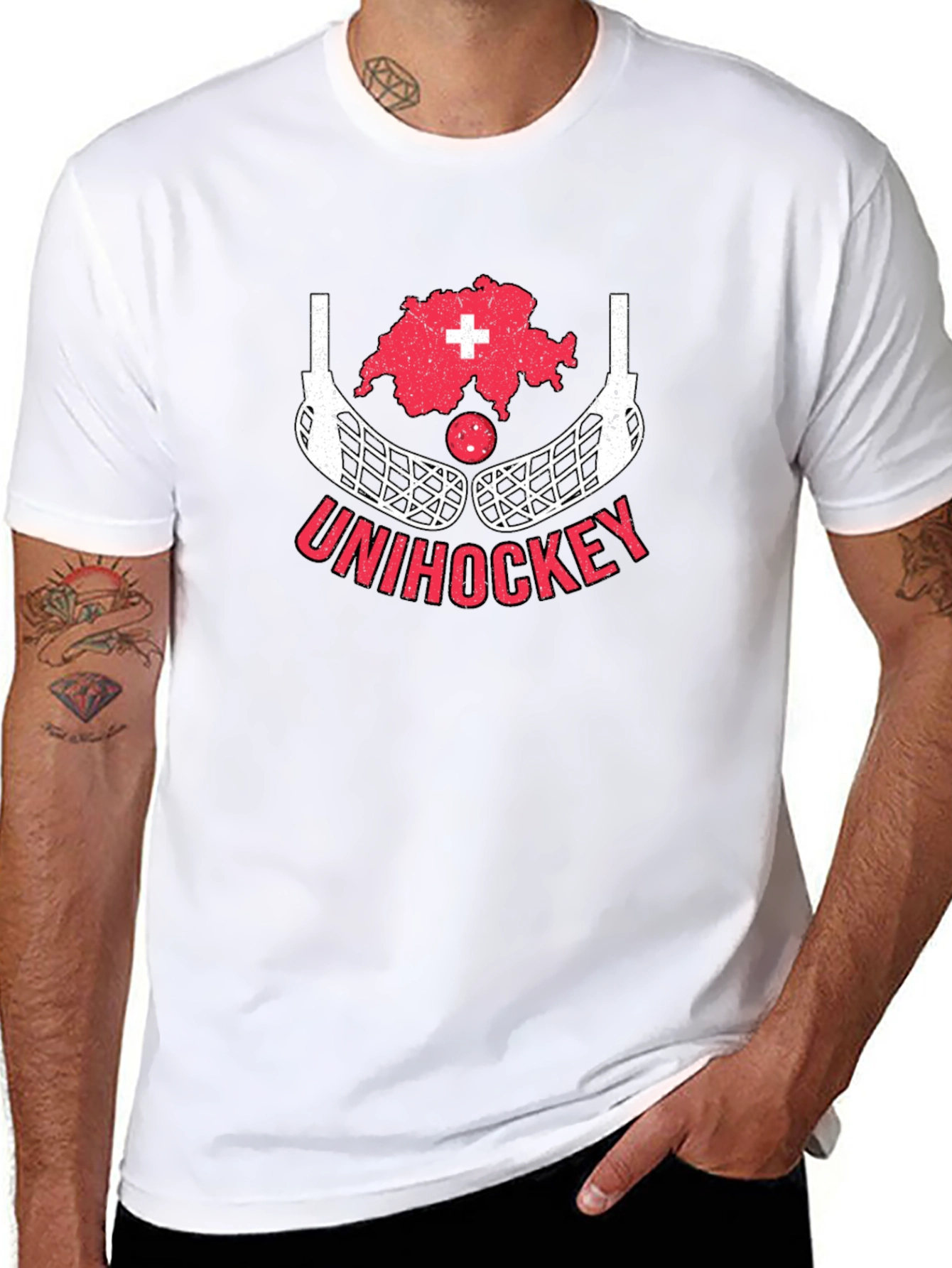 Unihockey Switzerland Map T-Shirt